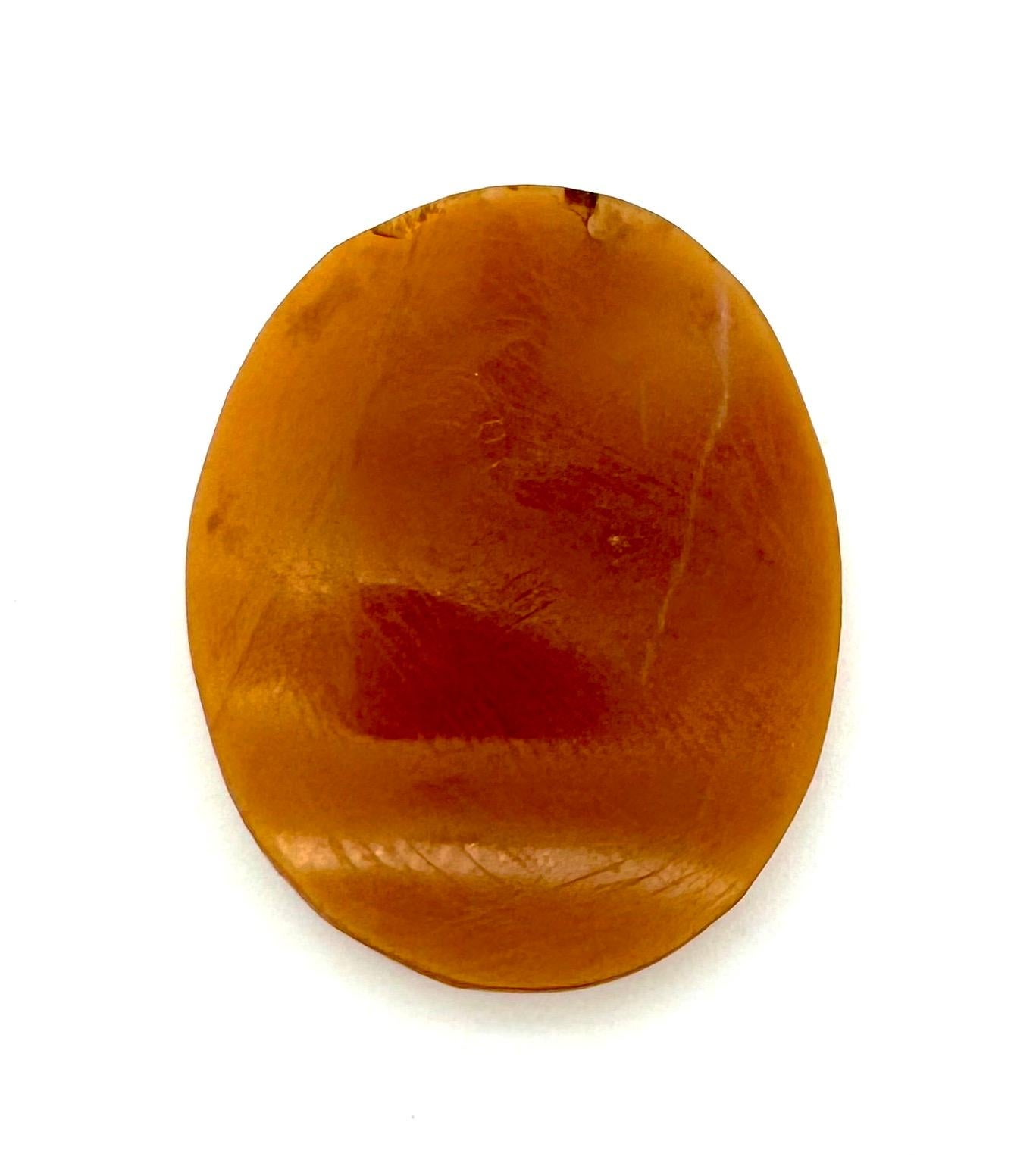 This oval cameo was carved in the 2nd quarter of the 19th century out of a two layered shell. It shows a profile bust of the great German poet and writer Johann Wolfgang von Goethe. Goethe loved Italy and spent much time there. One of his famous