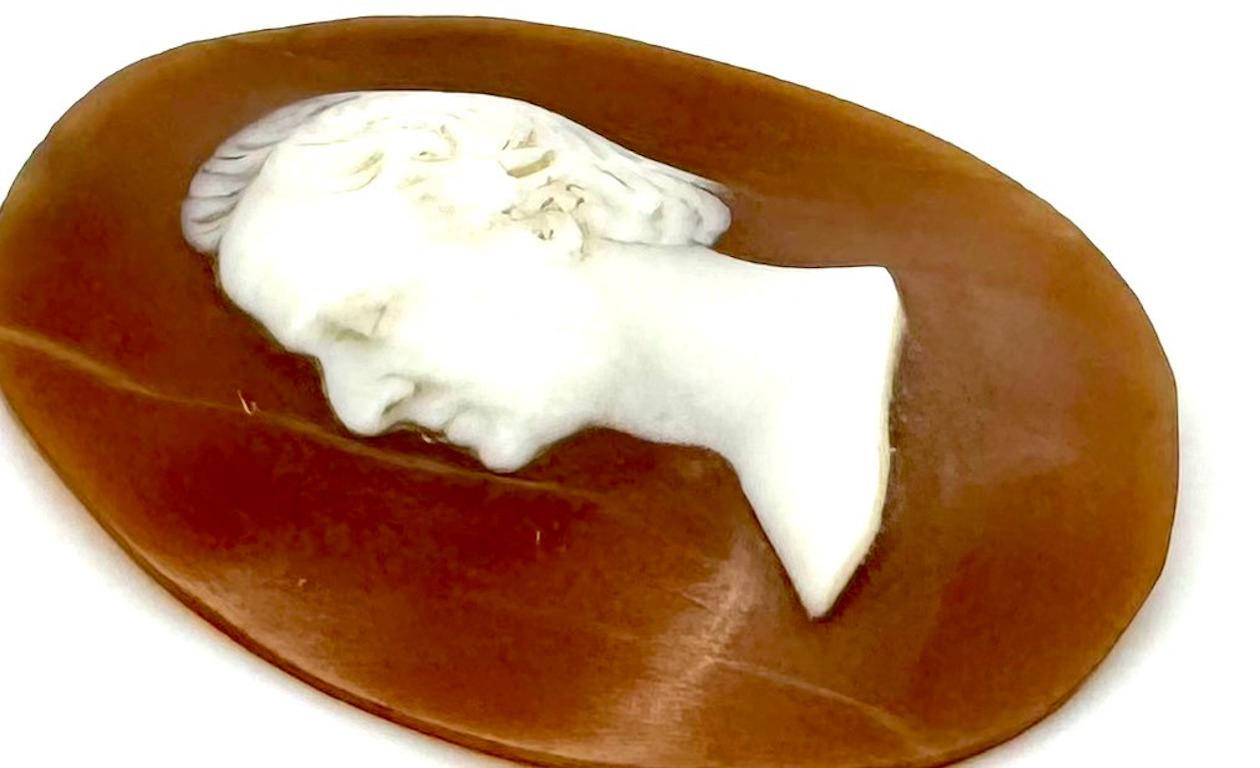 Women's or Men's Antique Cameo Portrait Profile of Johann Wolfgang von Goethe (1749-1832) Shell For Sale