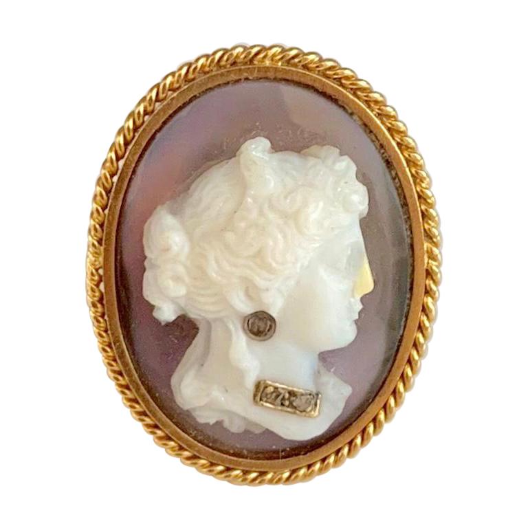 Antique Cameo Ring Diamond Gold For Sale at 1stDibs