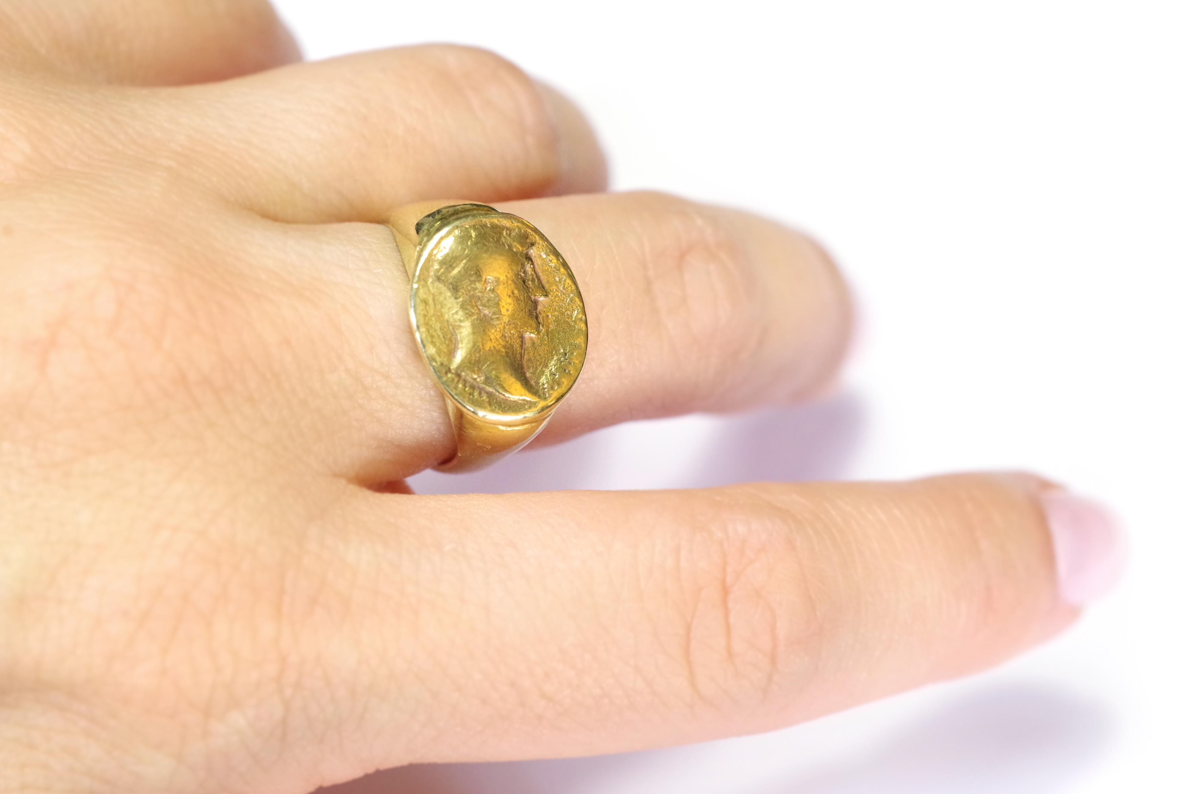 Women's or Men's Antique Cameo Ring Gold and Bronze For Sale