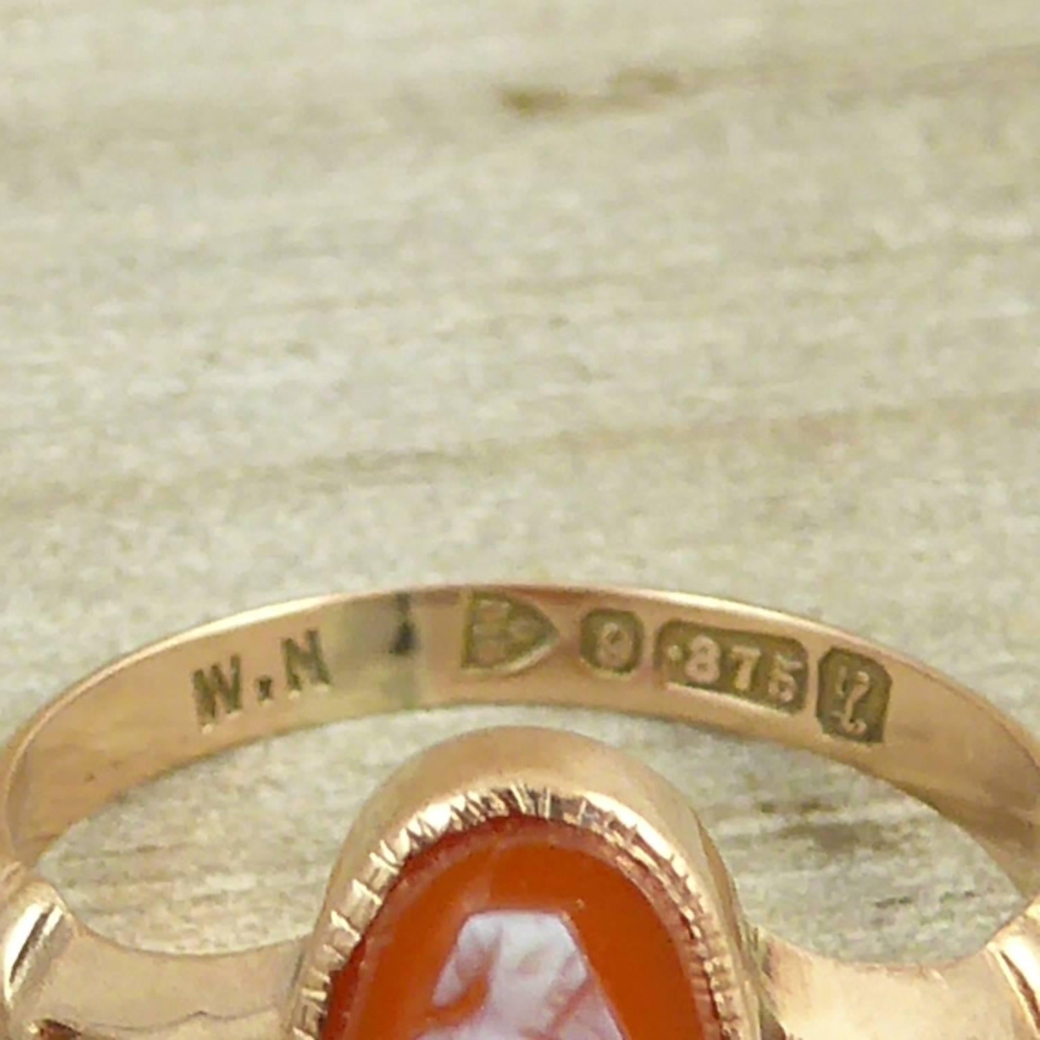 Antique Cameo Ring, Rose Gold, Hallmarked Chester Assay Office, 1911 2