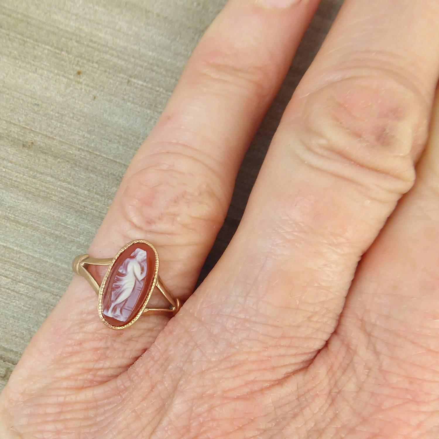 Antique Cameo Ring, Rose Gold, Hallmarked Chester Assay Office, 1911 1