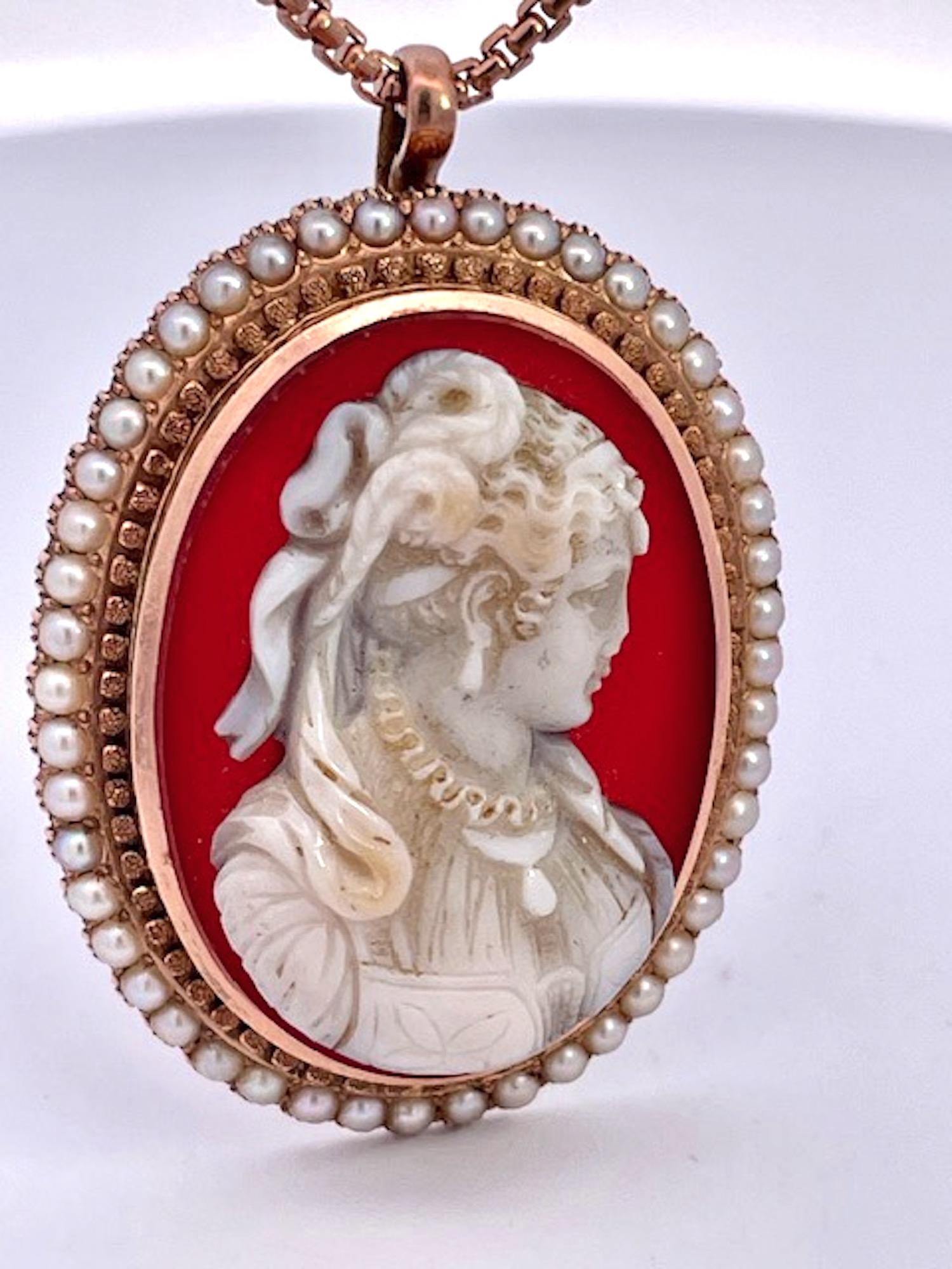 This Cameo set is needs to stay together so I will not sell them separately.  This set was made sometime between the early 1900's to 1920's, I say 1910.  This set is lovely with seed pearls surrounding the pendant and the earrings.  I put this