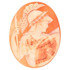 Antique Cameo Shell of Athena in Armor with Original Box