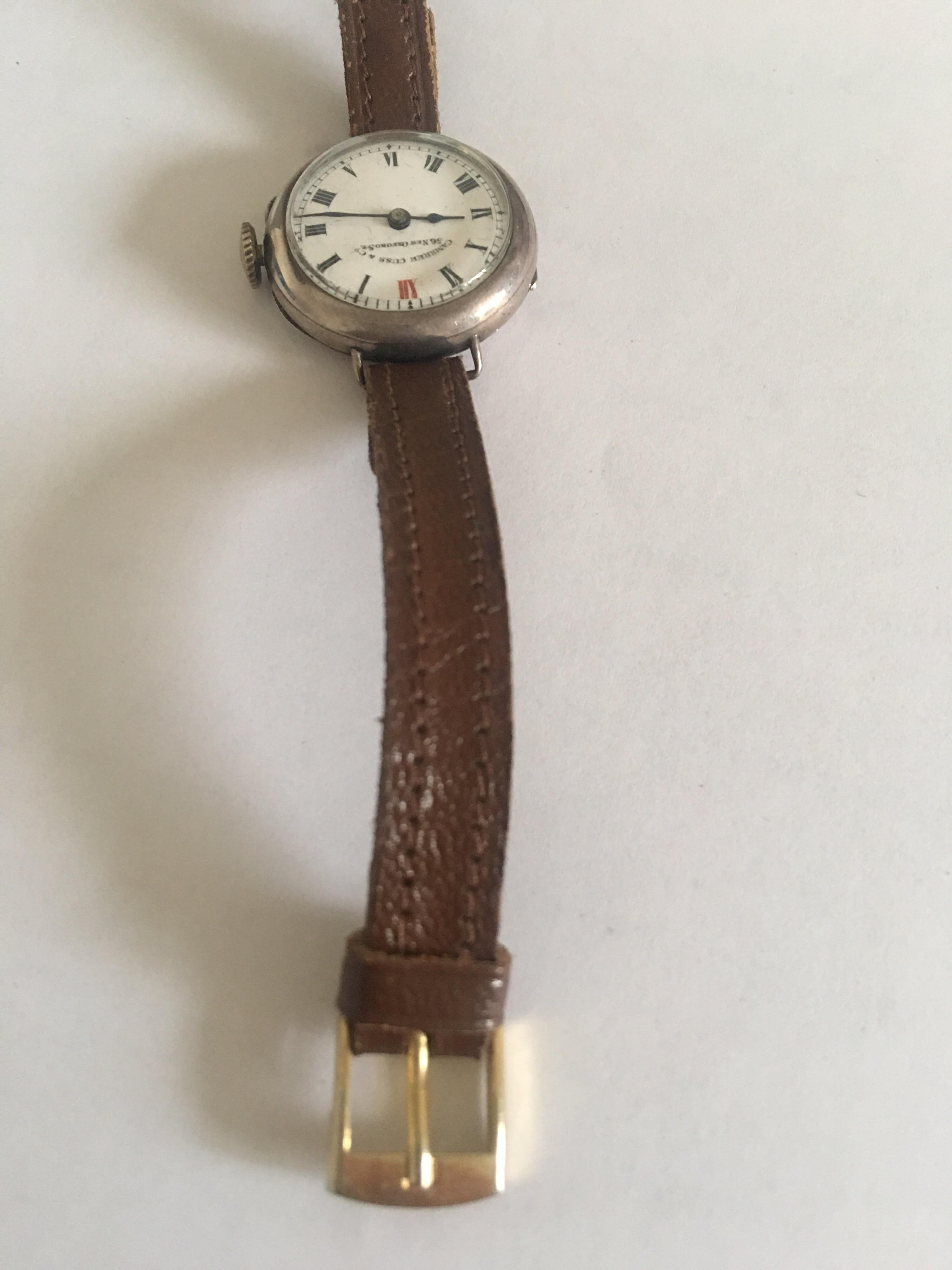 Antique Camerer Cuss & Co. Silver Trench Watch 4