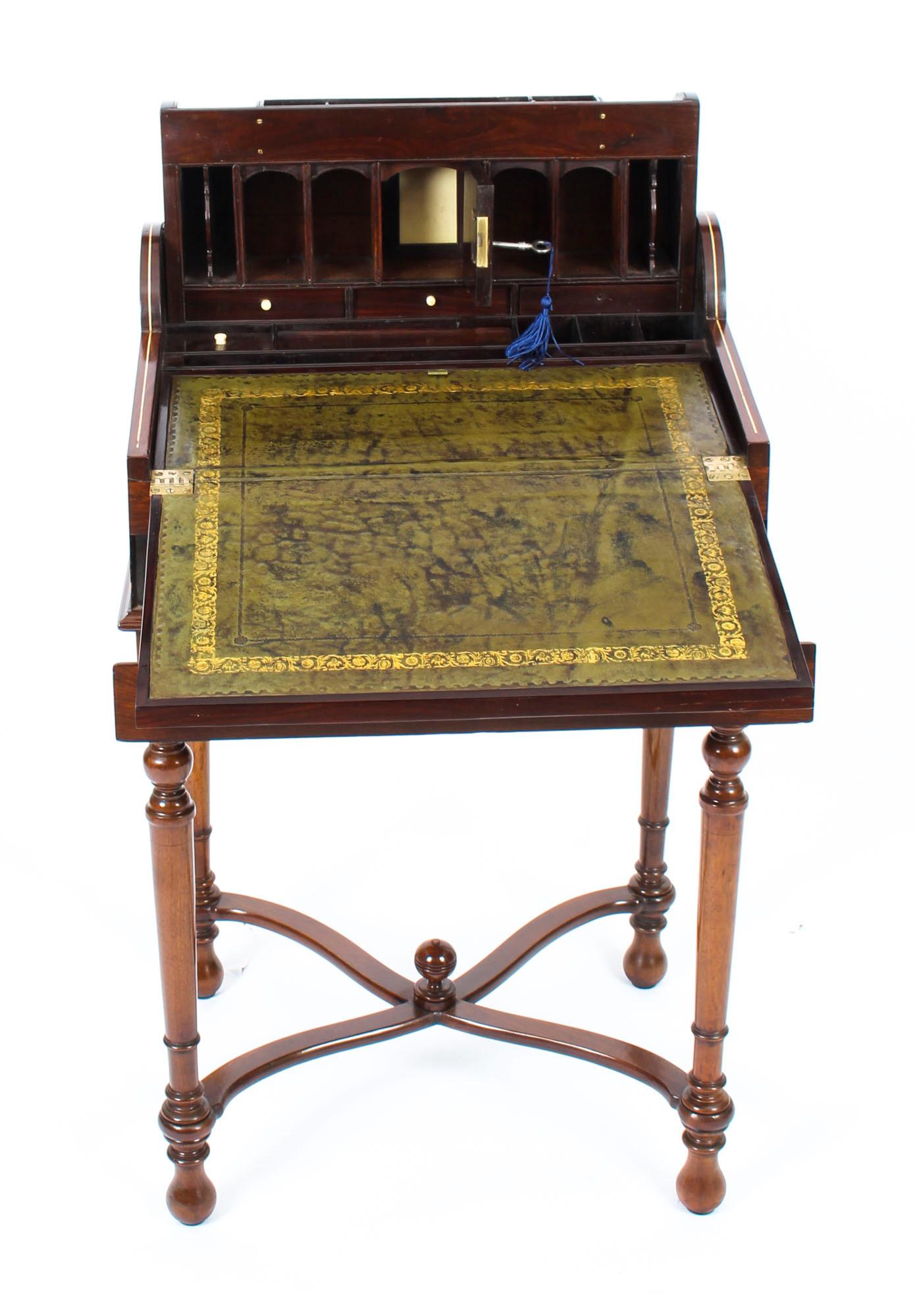 Antique Campaign Anglo-Indian Padouk Tambour Writing Slope Desk, 19th Century In Good Condition In London, GB