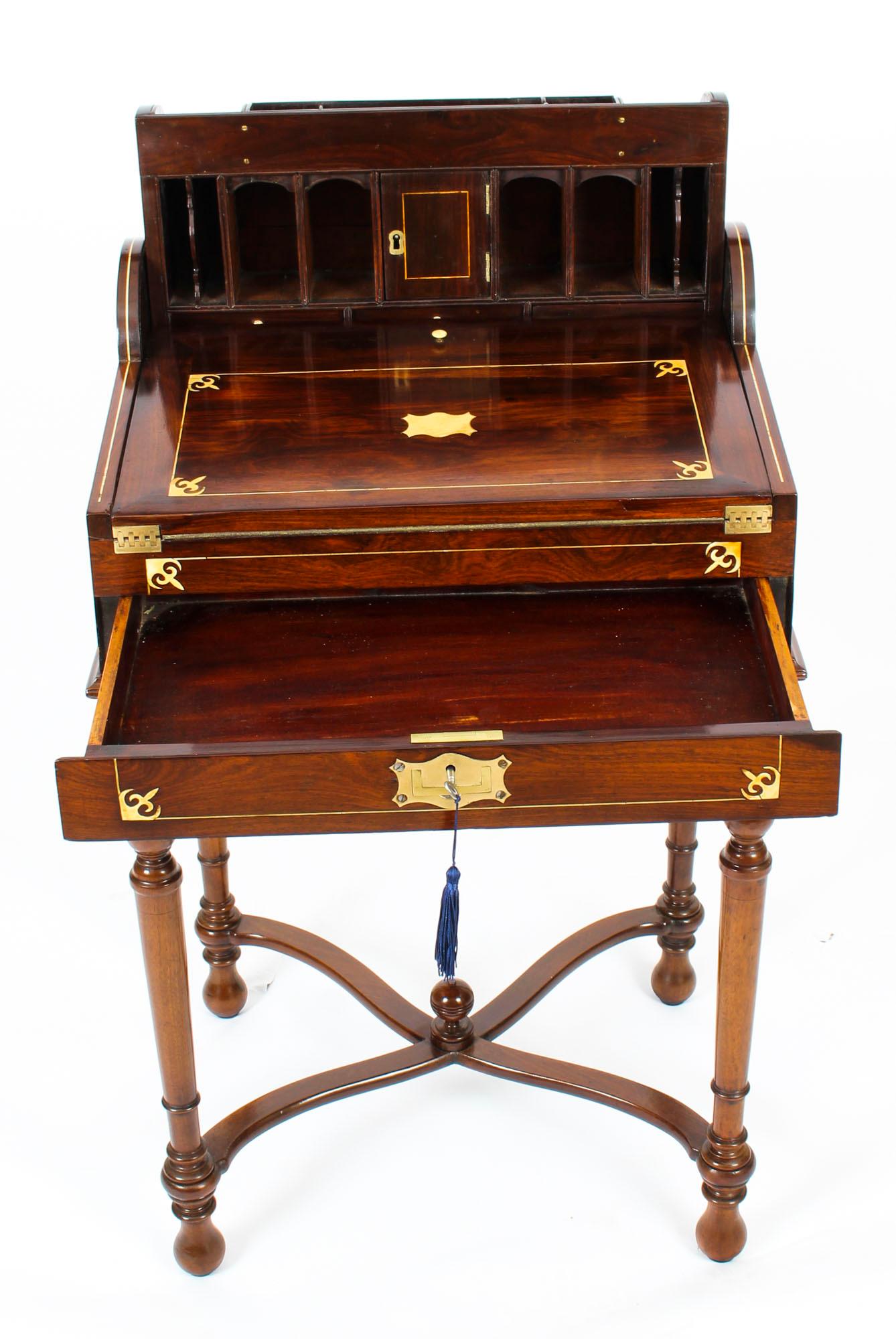 Antique Campaign Anglo-Indian Padouk Tambour Writing Slope Desk, 19th Century 3