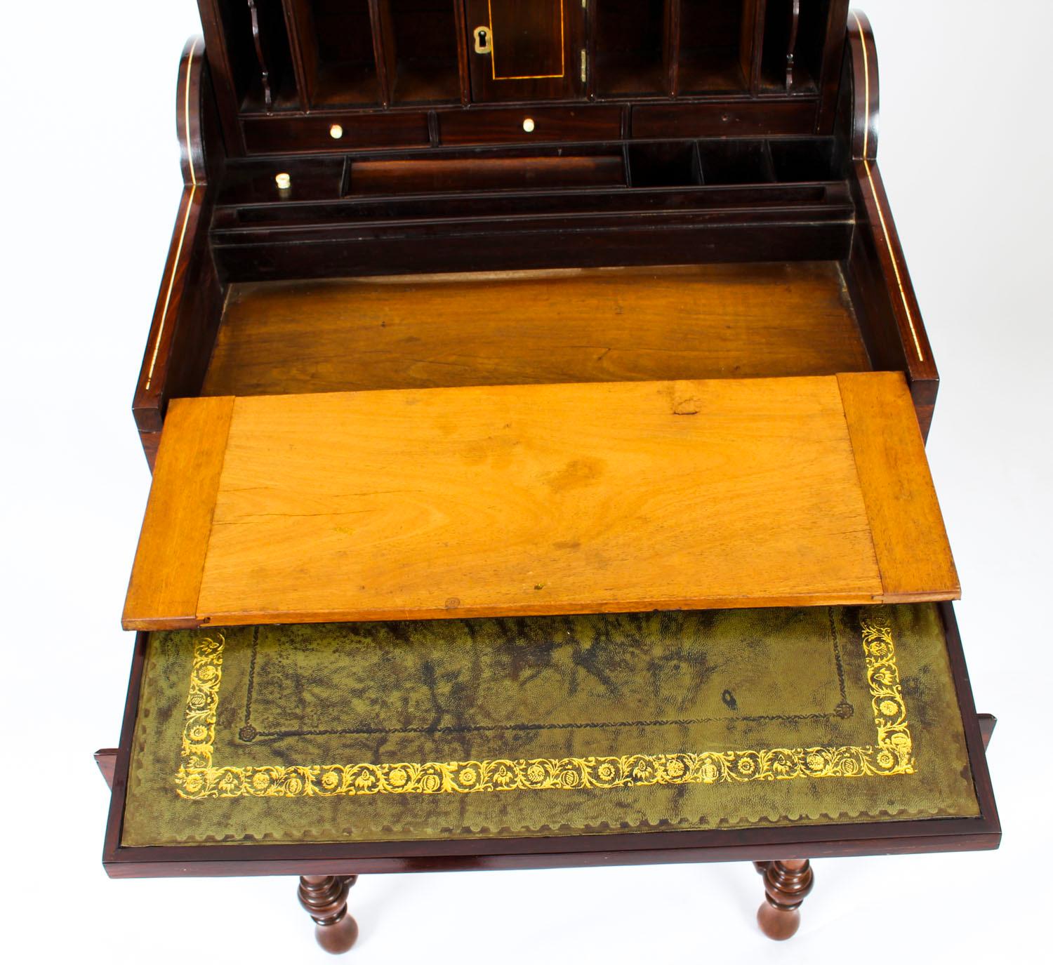 Antique Campaign Anglo-Indian Padouk Tambour Writing Slope Desk, 19th Century 4