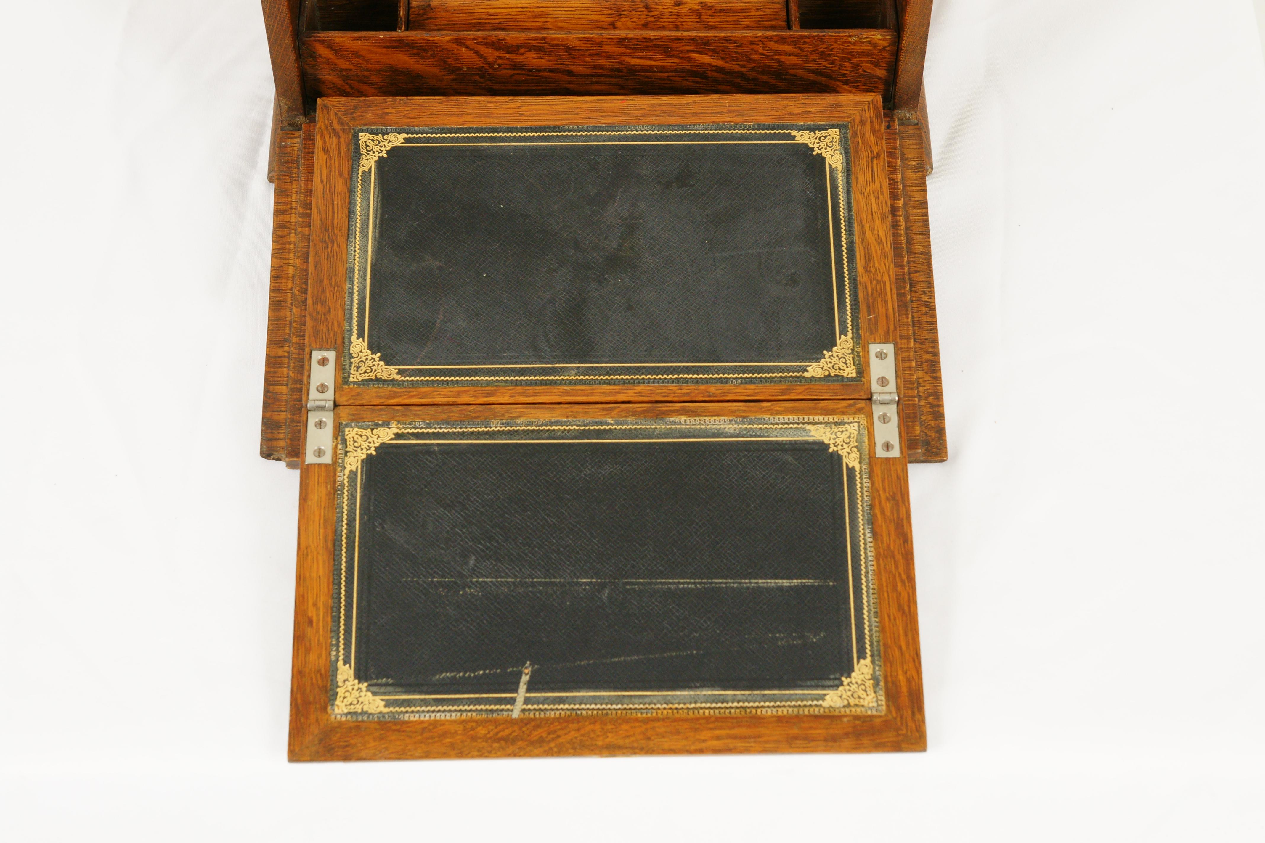 Antique Campaign Box, Stationery Box, Victorian Writing Box, Oak Desk, B1703 2
