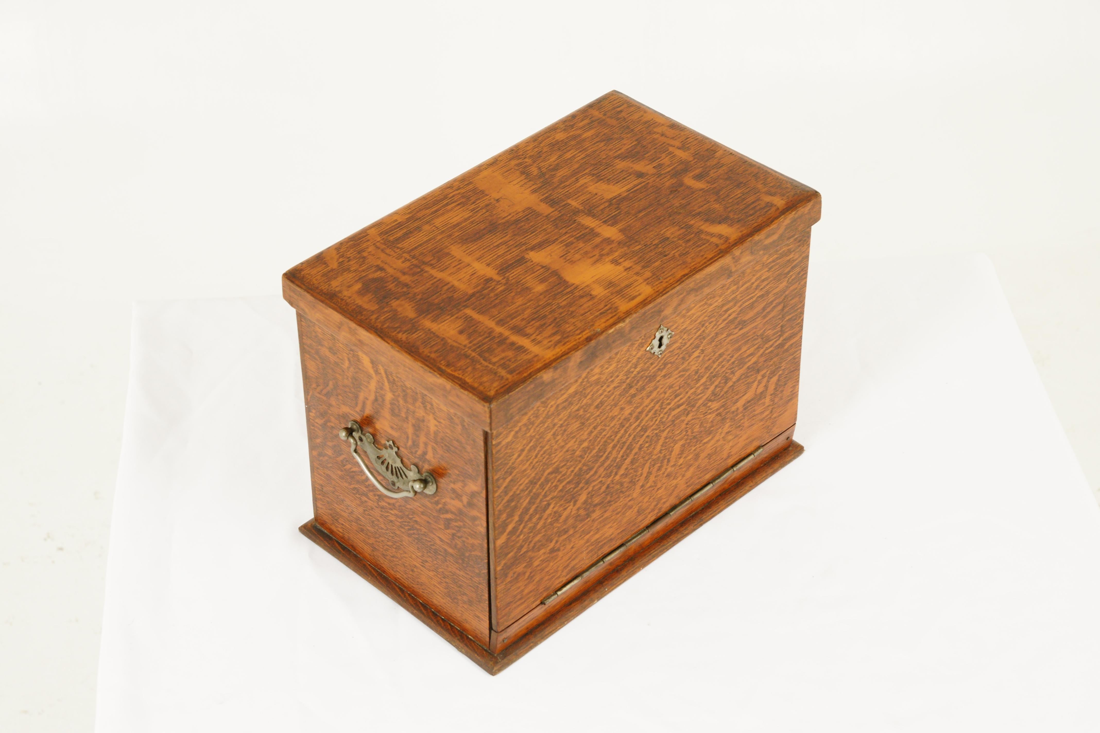 Scottish Antique Campaign Box, Stationery Box, Victorian Writing Box, Oak Desk, B1703
