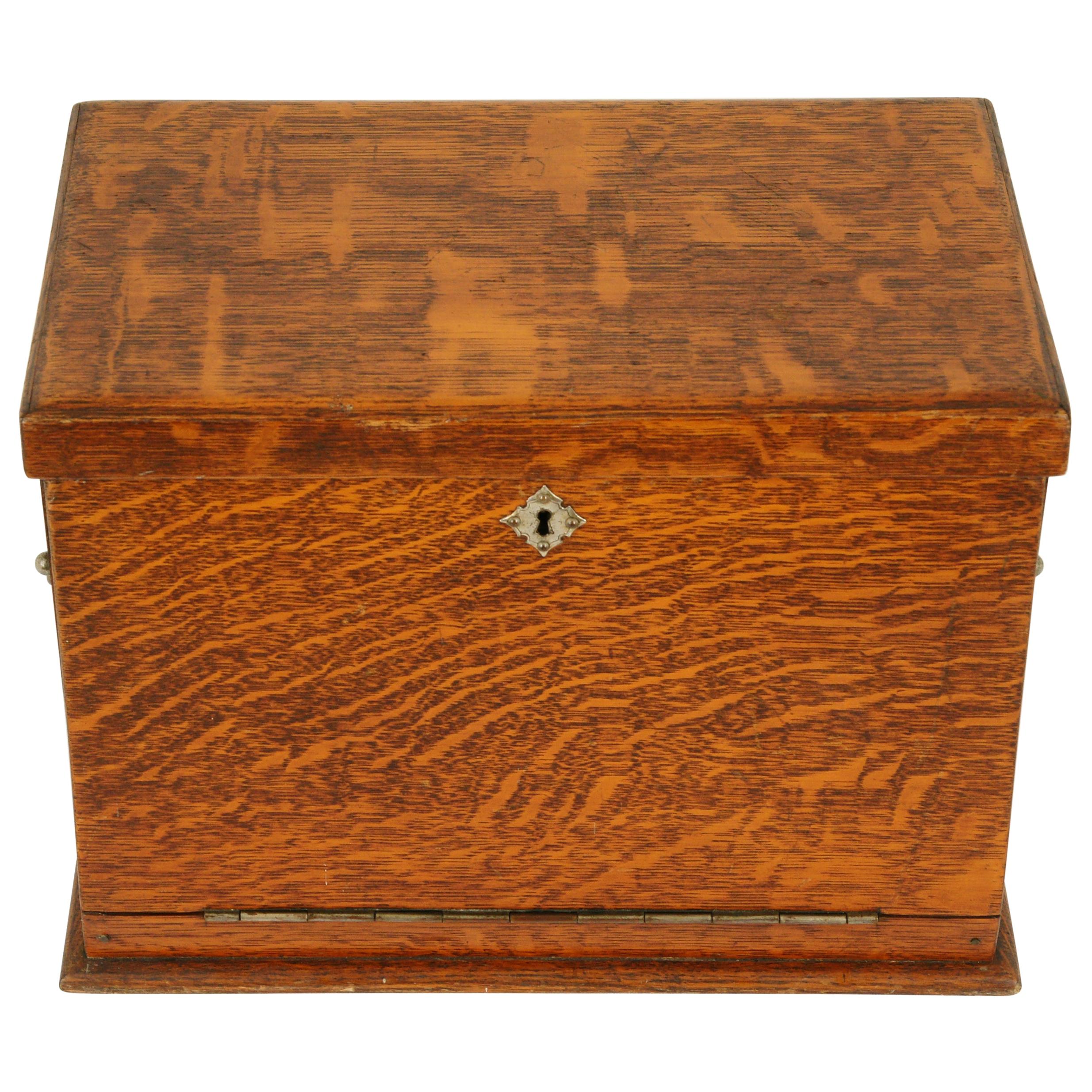 Antique Campaign Box, Stationery Box, Victorian Writing Box, Oak Desk, B1703