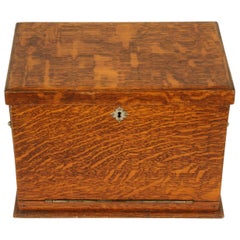 Antique Campaign Box, Stationery Box, Victorian Writing Box, Oak Desk, B1703