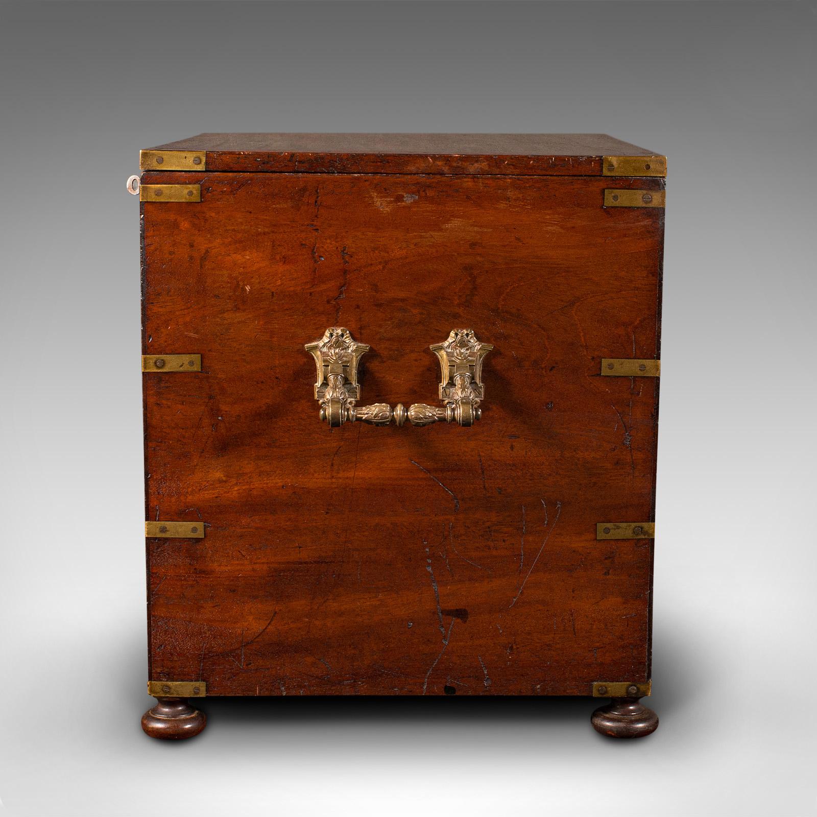 19th Century Antique Campaign Cellarette, English, Colonial, Storage Box, Victorian, C.1850 For Sale