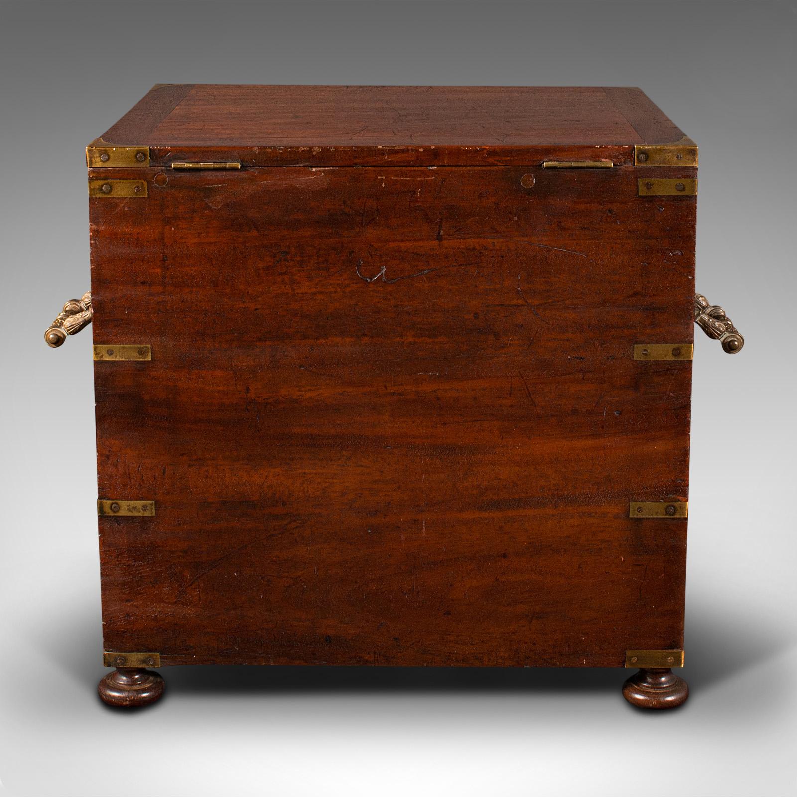 Wood Antique Campaign Cellarette, English, Colonial, Storage Box, Victorian, C.1850 For Sale