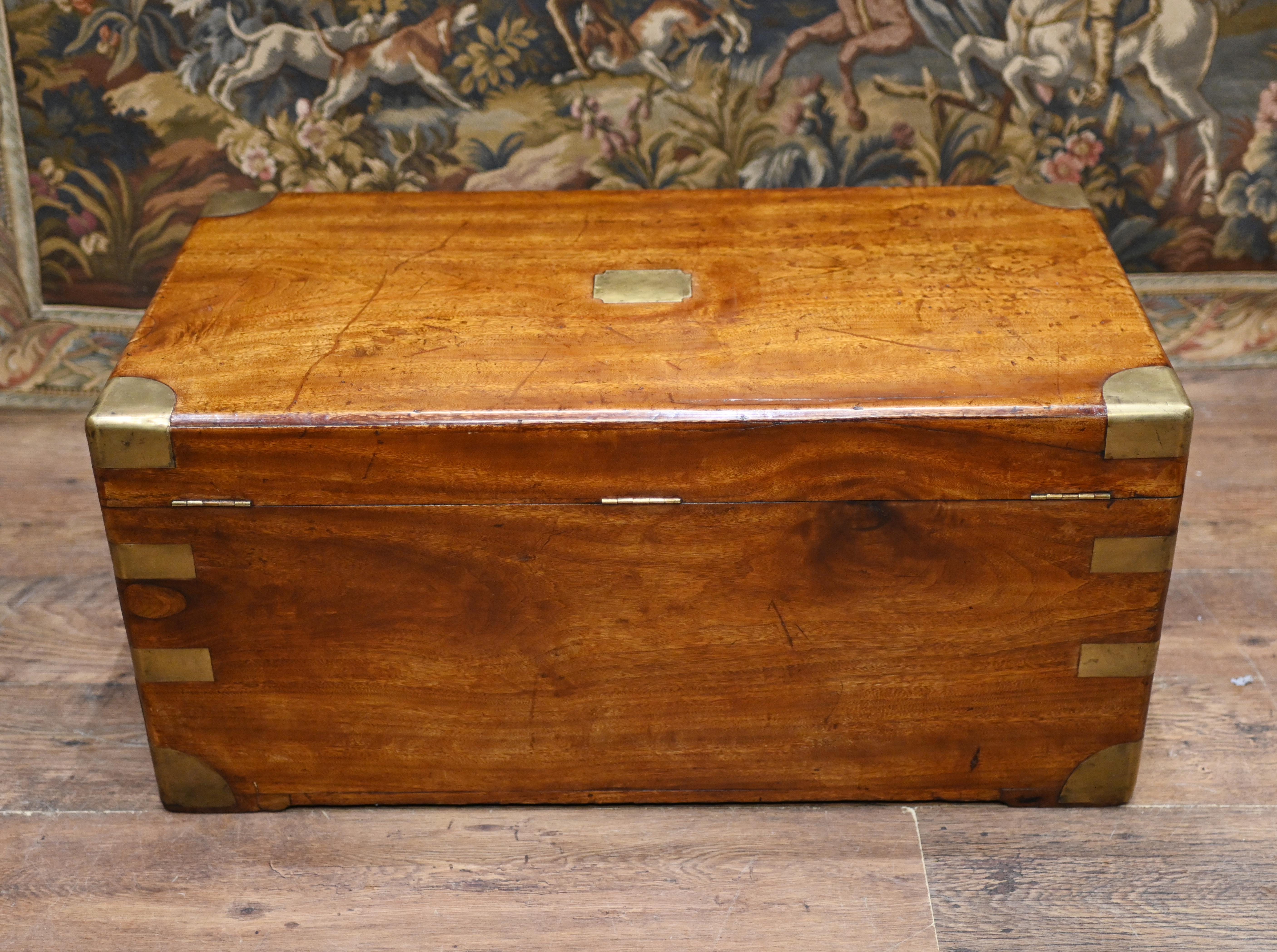 Antique Campaign Chest Camphor Luggage Box Case 1880 For Sale 4