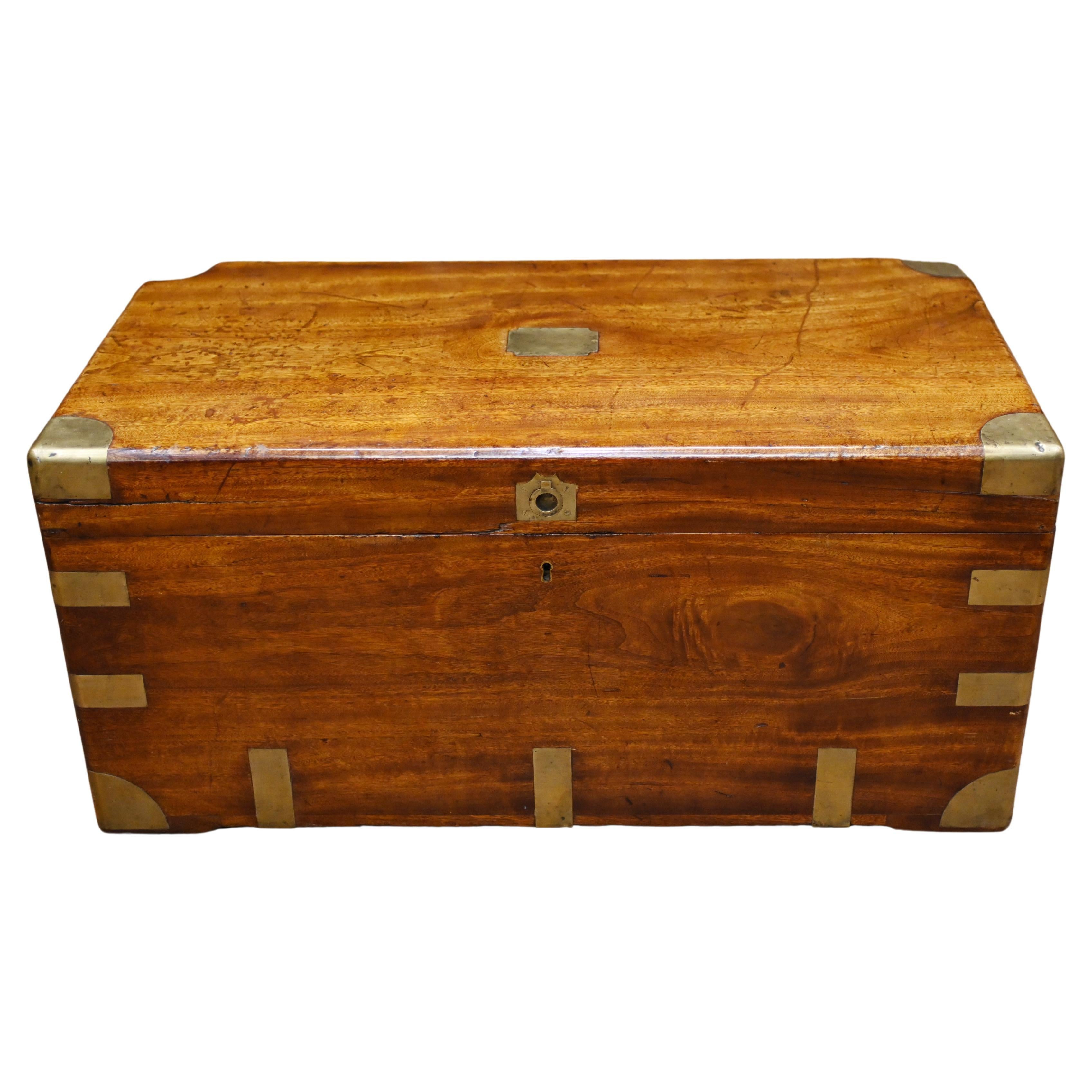 Antique Campaign Chest Camphor Luggage Box Case 1880 For Sale
