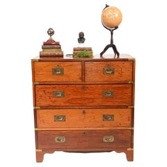 Antique Campaign Chest of Drawers Commode Walnut