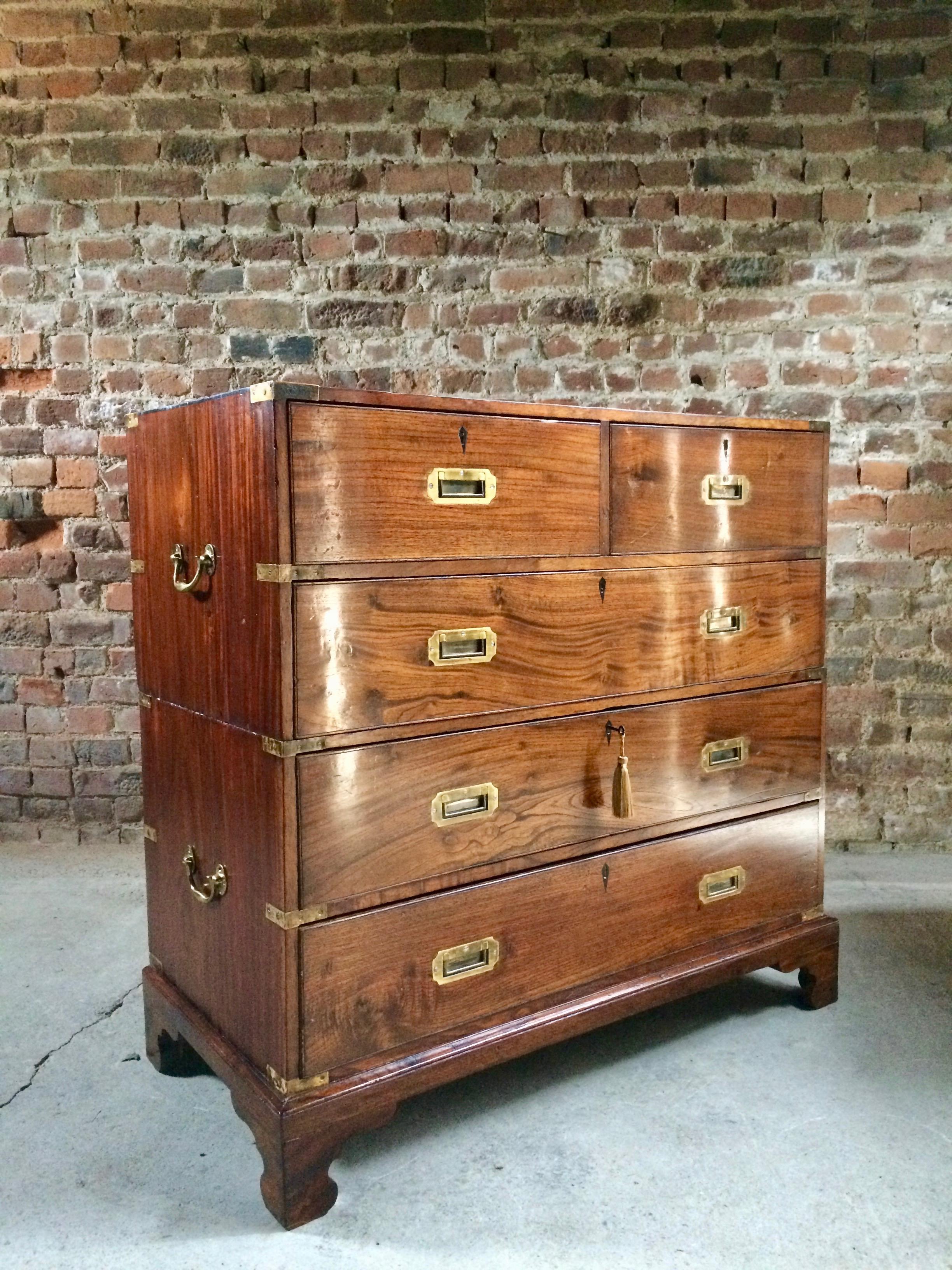 Antique Campaign Chest of Drawers Dresser Mahogany circa 1860 Victorian No.4 In Excellent Condition In Longdon, Tewkesbury