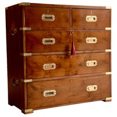 Antique Campaign Chest of Drawers Dresser Yew Military Victorian No. 14