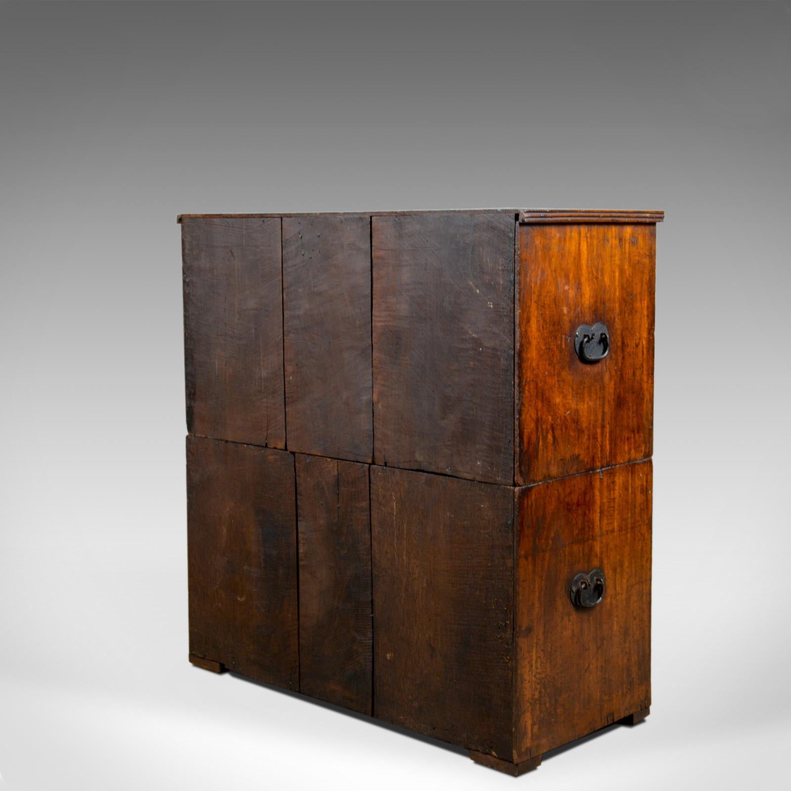 18th Century and Earlier Antique Campaign Chest of Drawers, English, Late Georgian, Walnut, circa 1780