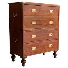 Antique Campaign Chest of Drawers Teak Victorian circa 1890 Number 51
