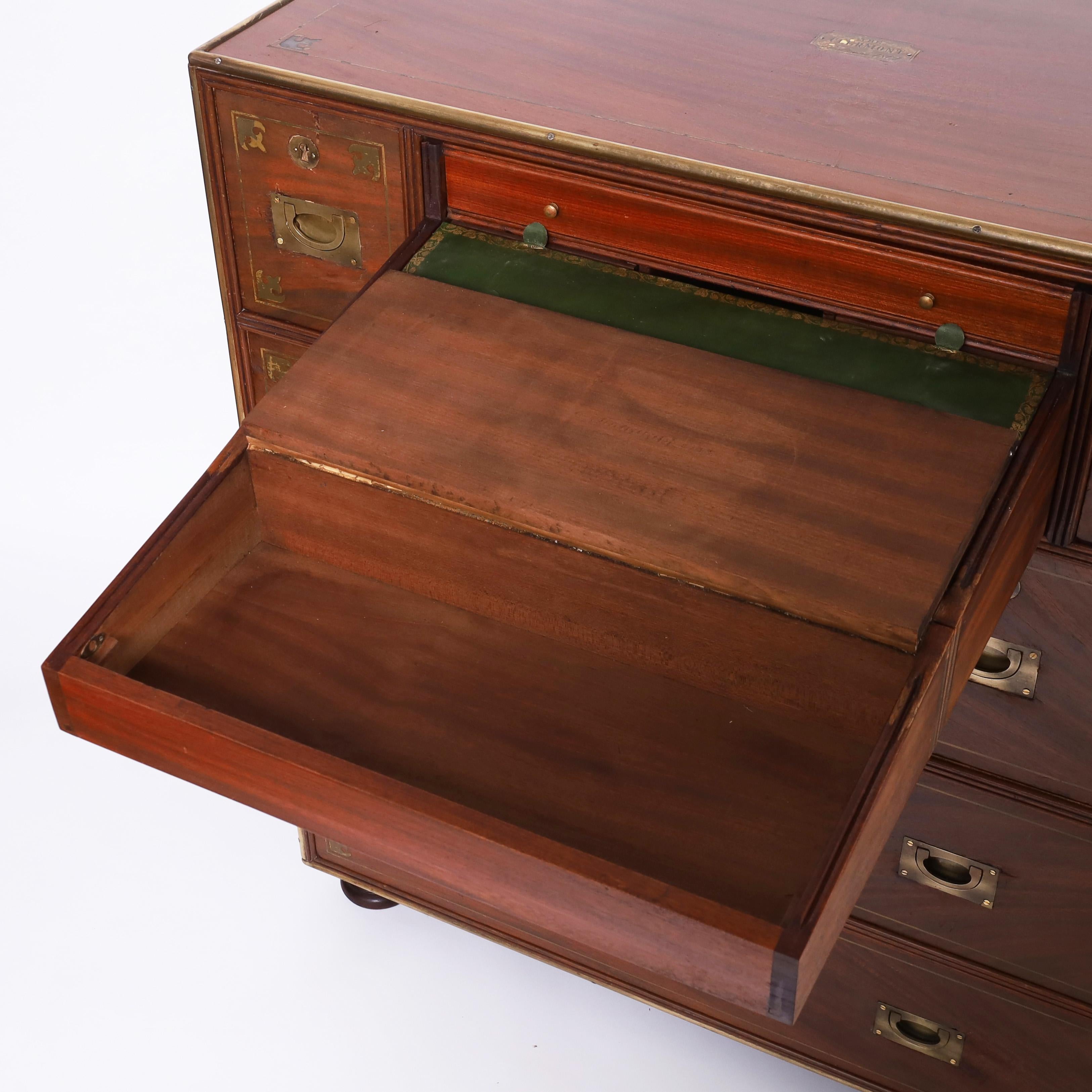 Antique Campaign Chest with Desk For Sale 4