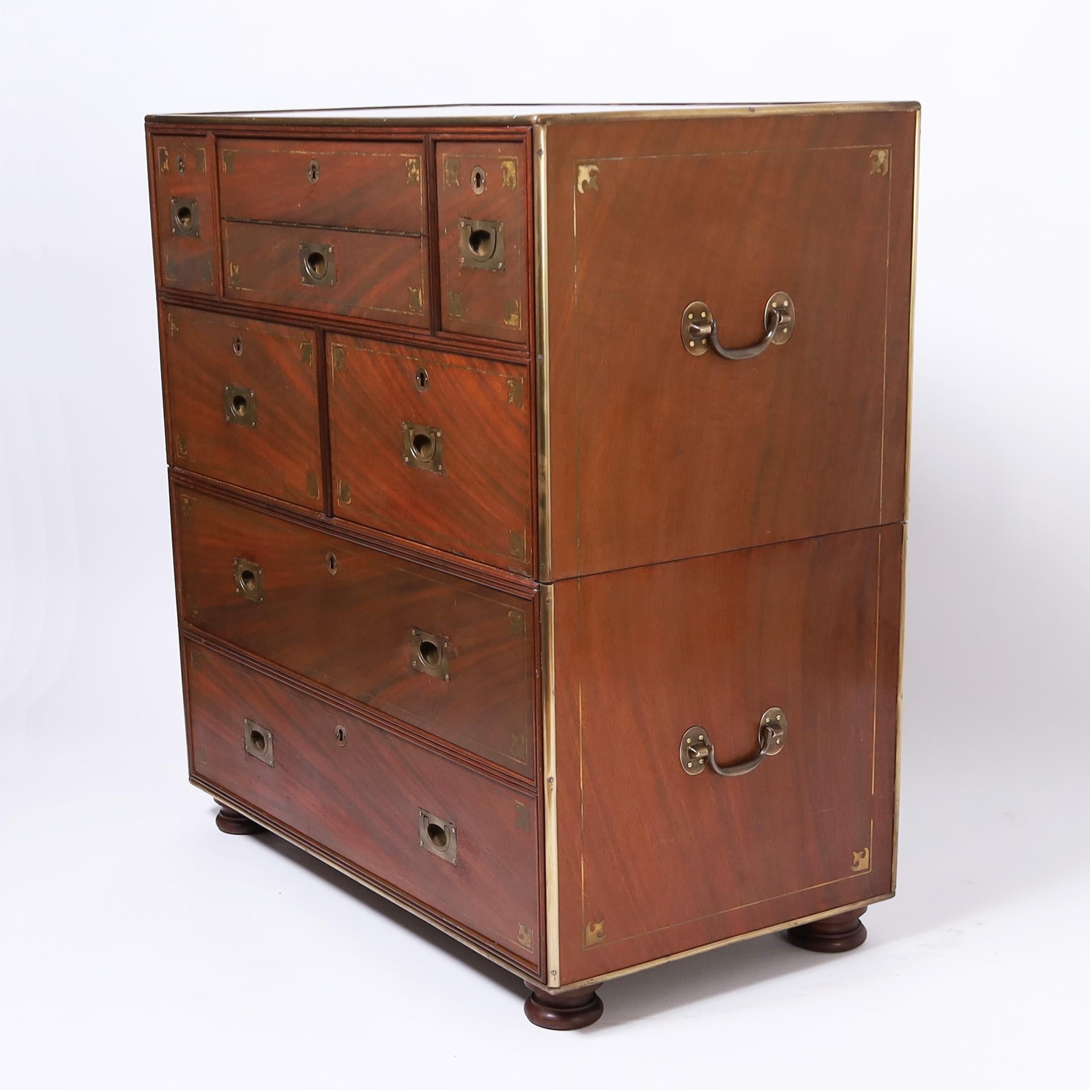 American Antique Campaign Chest with Desk For Sale