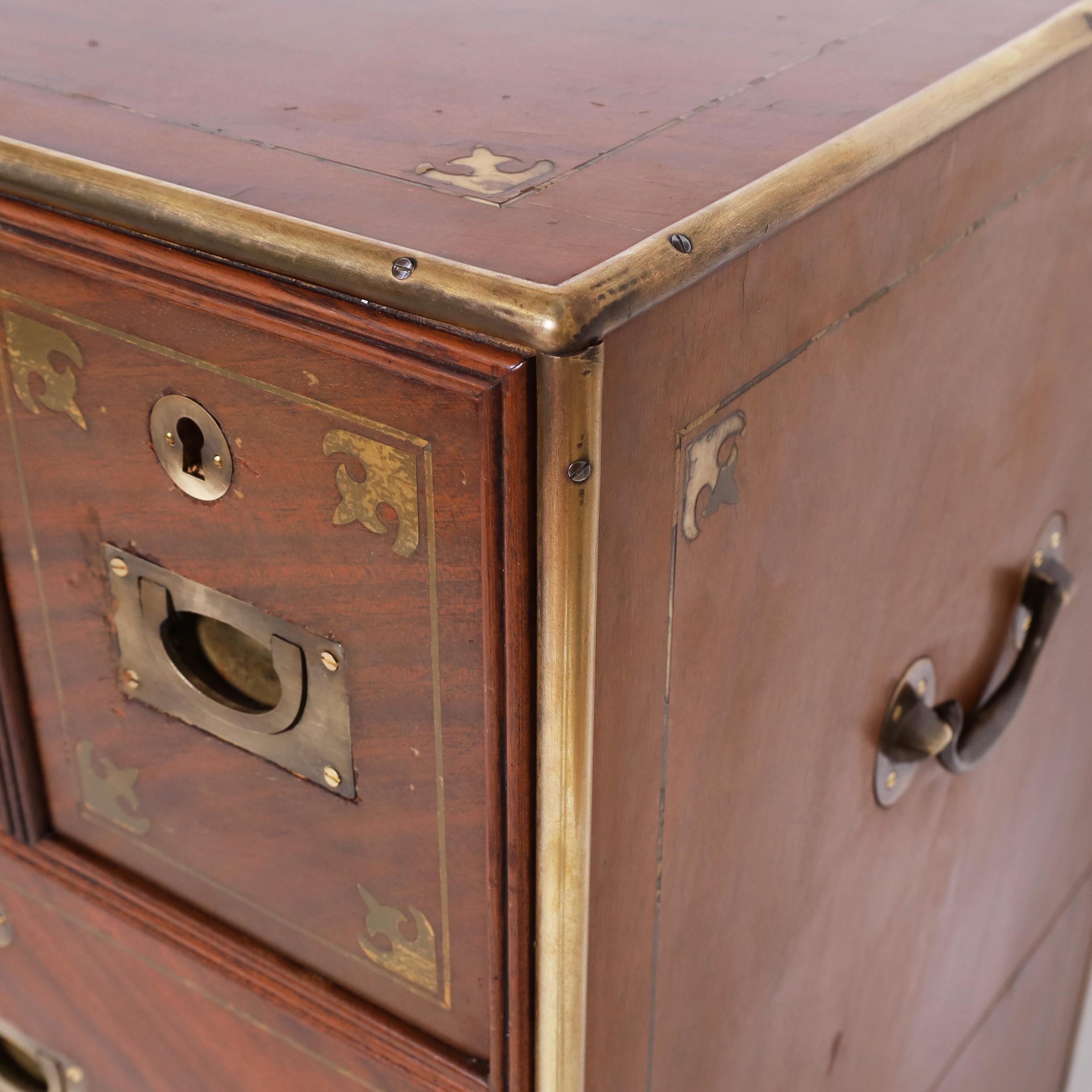 Mahogany Antique Campaign Chest with Desk For Sale