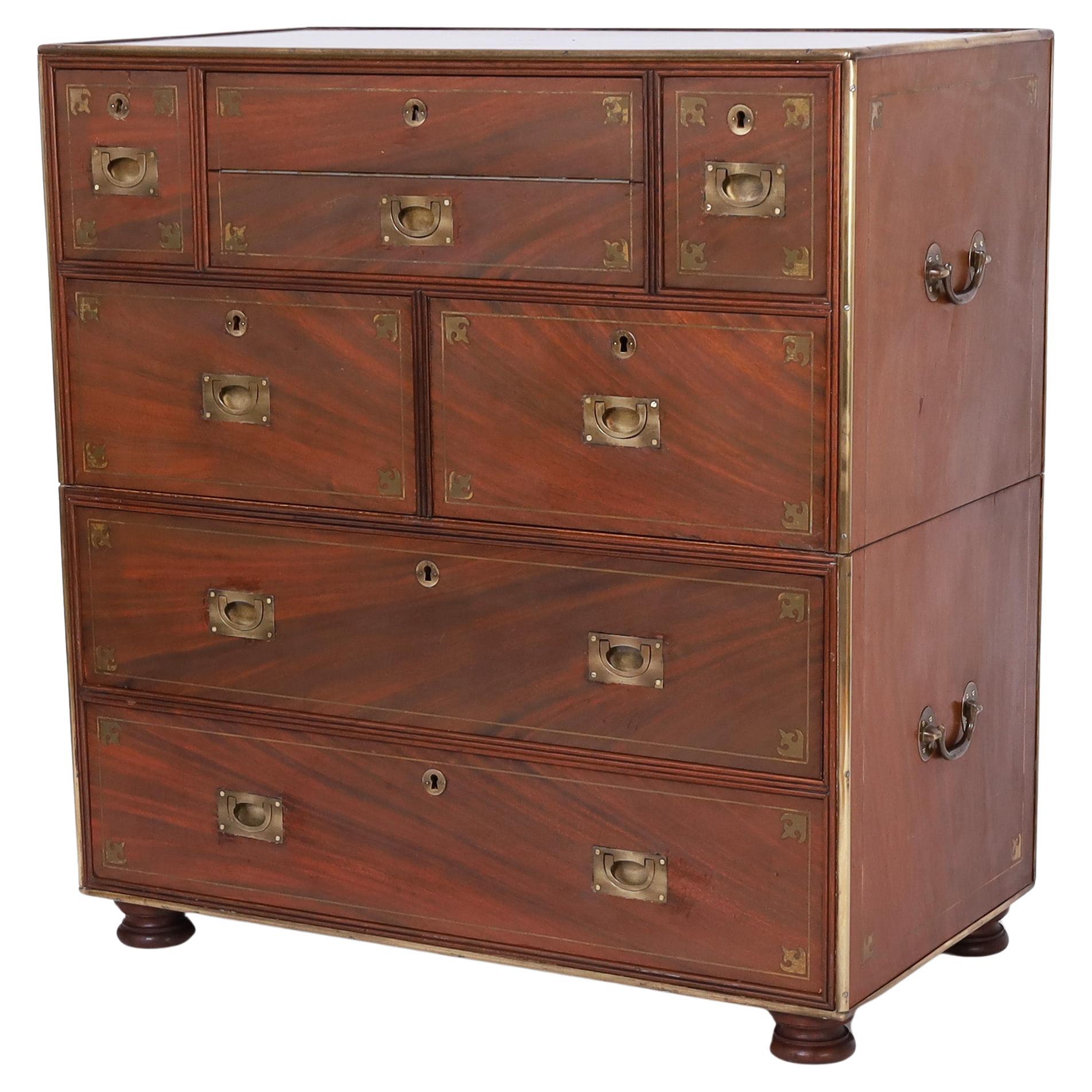 Antique Campaign Chest with Desk For Sale