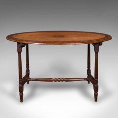 Antique Campaign Mess Table, English, Walnut, Oval, Occasional, Victorian, 1900