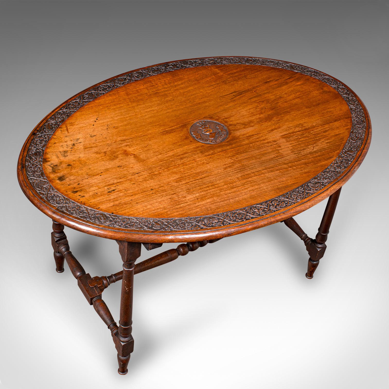 20ième siècle Ancienne table de mess Campaigner, anglaise, noyer, ovale, occasionnelle, victorienne, 1900 en vente