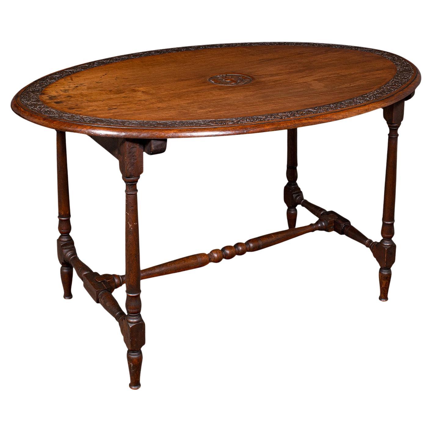 Ancienne table de mess Campaigner, anglaise, noyer, ovale, occasionnelle, victorienne, 1900 en vente