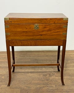 Antique Campaign Officer's Writing Slope on Stand, Circa 1850s