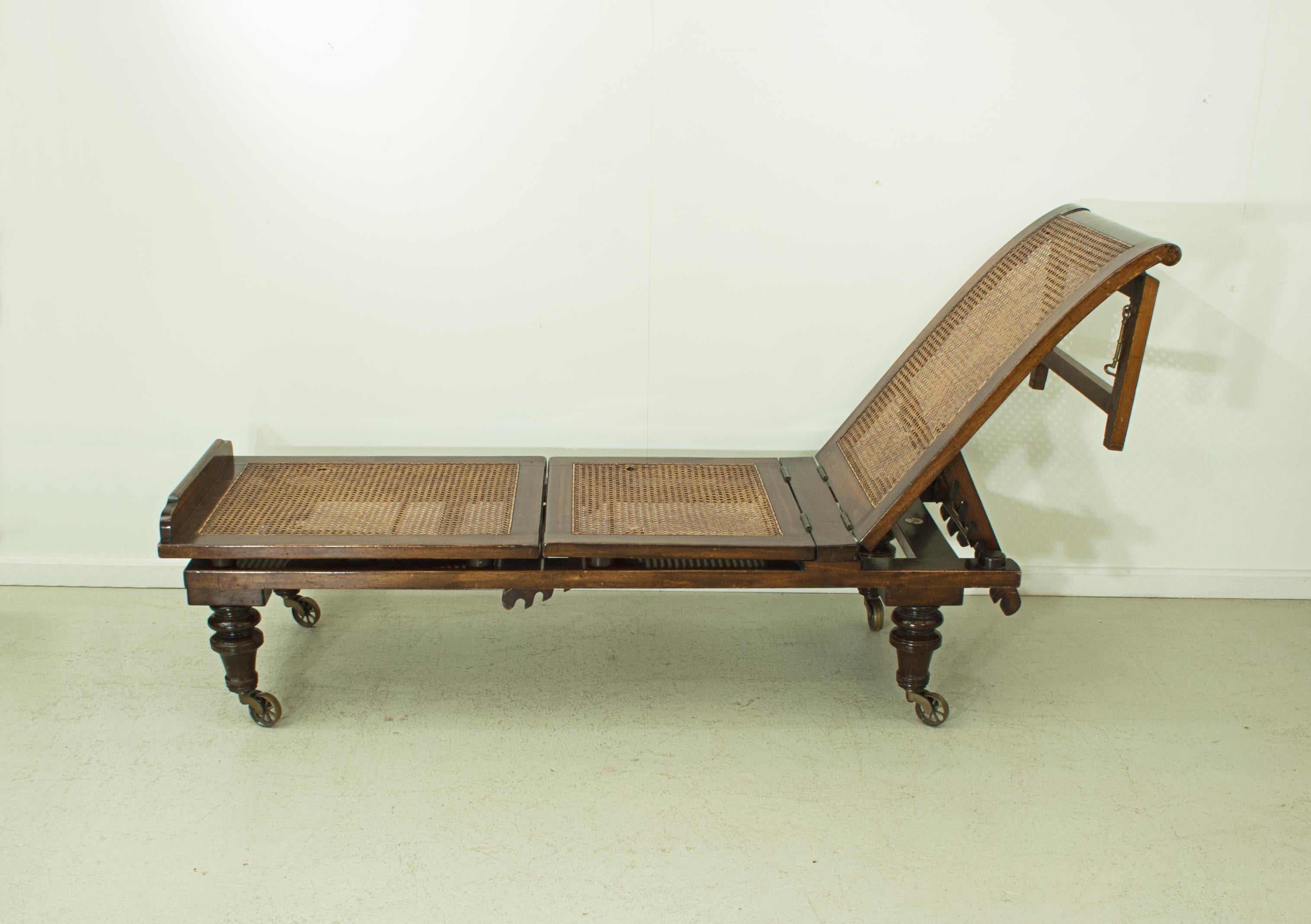 British Antique Campaign Reclining Day Bed by Alfred Carter's Patent