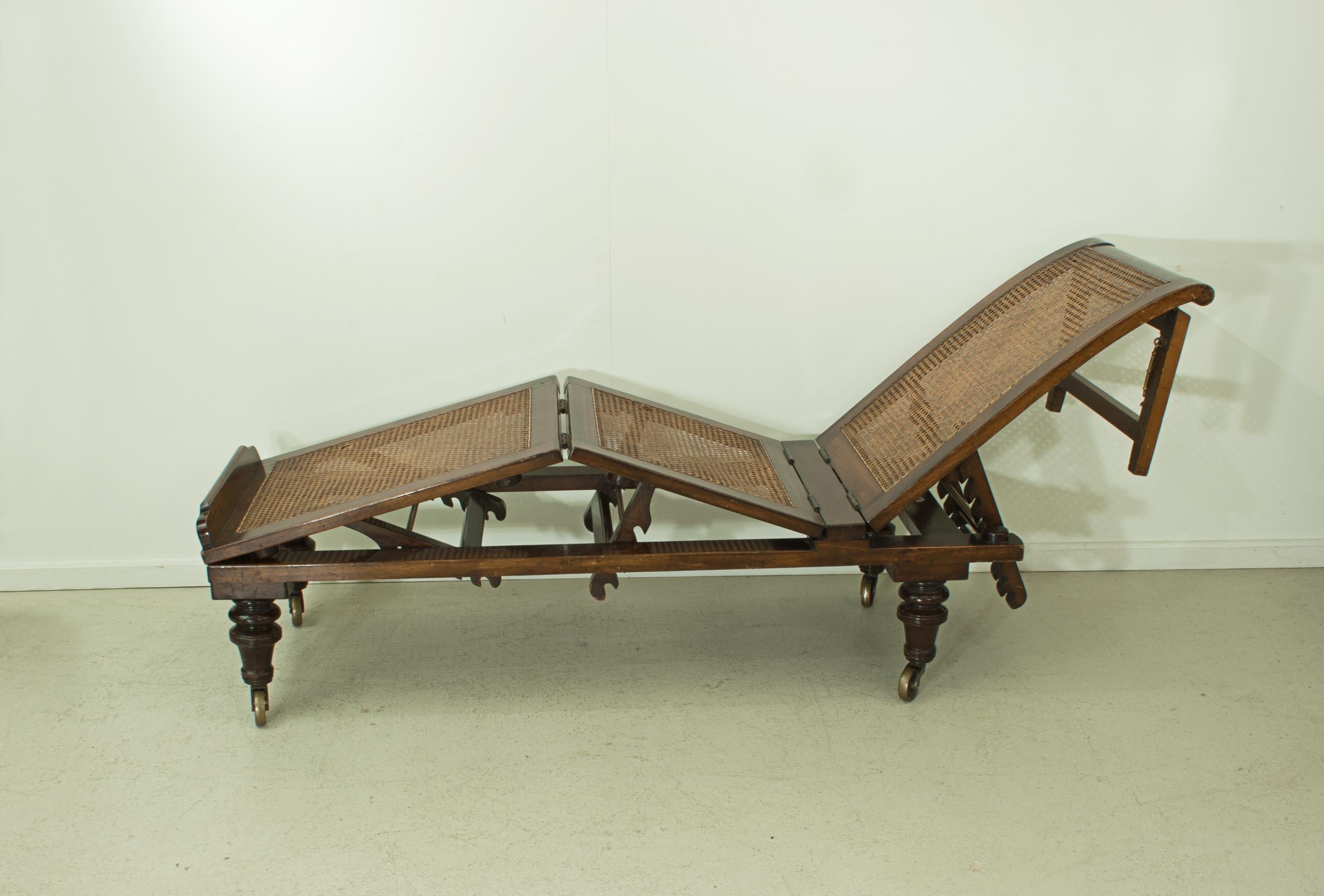 Late 19th Century Antique Campaign Reclining Day Bed by Alfred Carter's Patent