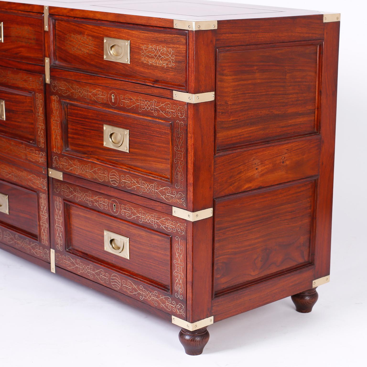 Antique Campaign Rosewood Chest by M. Hayat & Bros In Good Condition In Palm Beach, FL