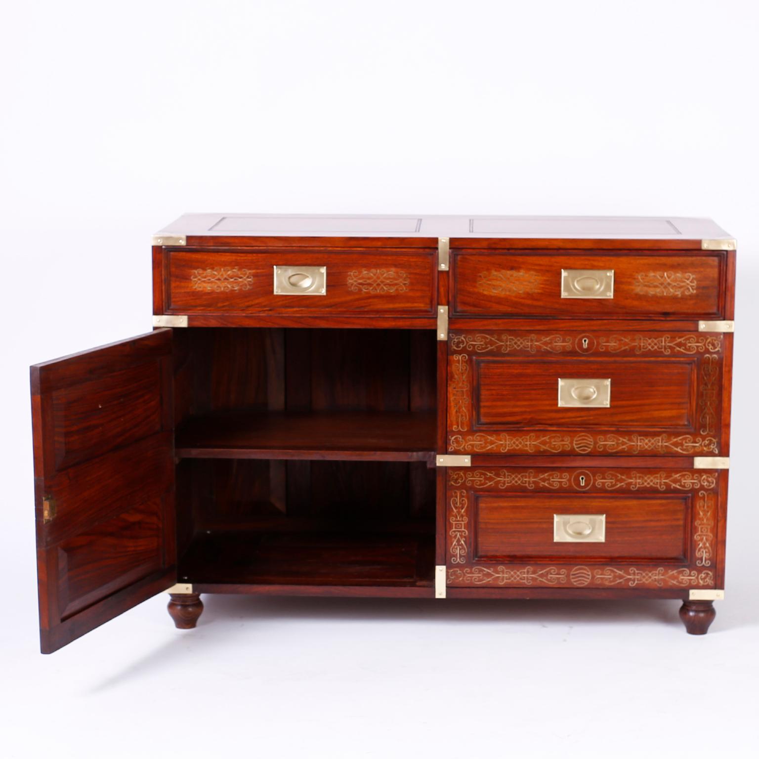 20th Century Antique Campaign Rosewood Chest by M. Hayat & Bros