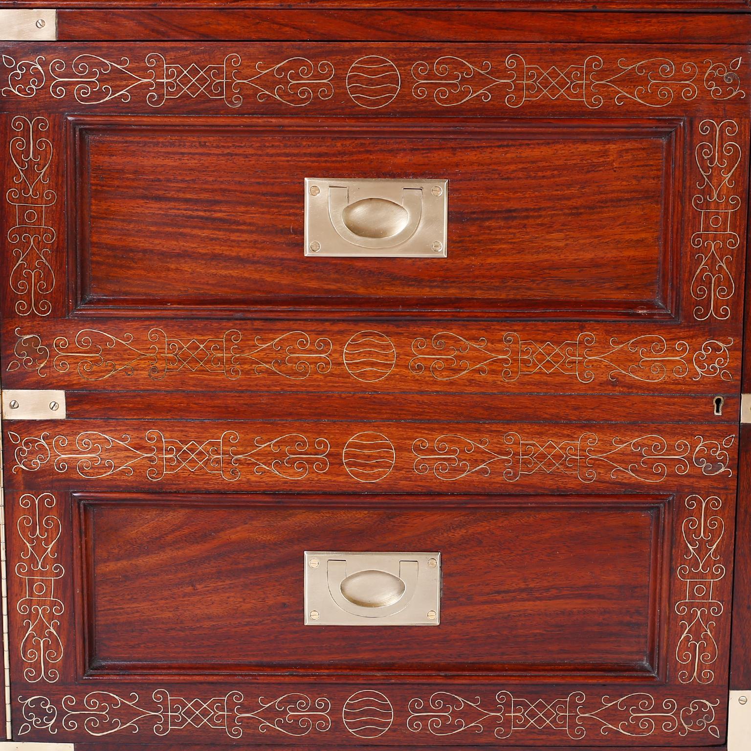 Antique Campaign Rosewood Chest by M. Hayat & Bros 1