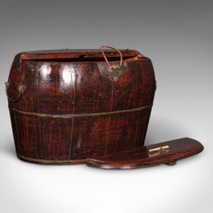 Antikes Kampagnen-Salzkeller, chinesisch, Kiefernholz, Messinggefäß, oval, viktorianisch, viktorianisch