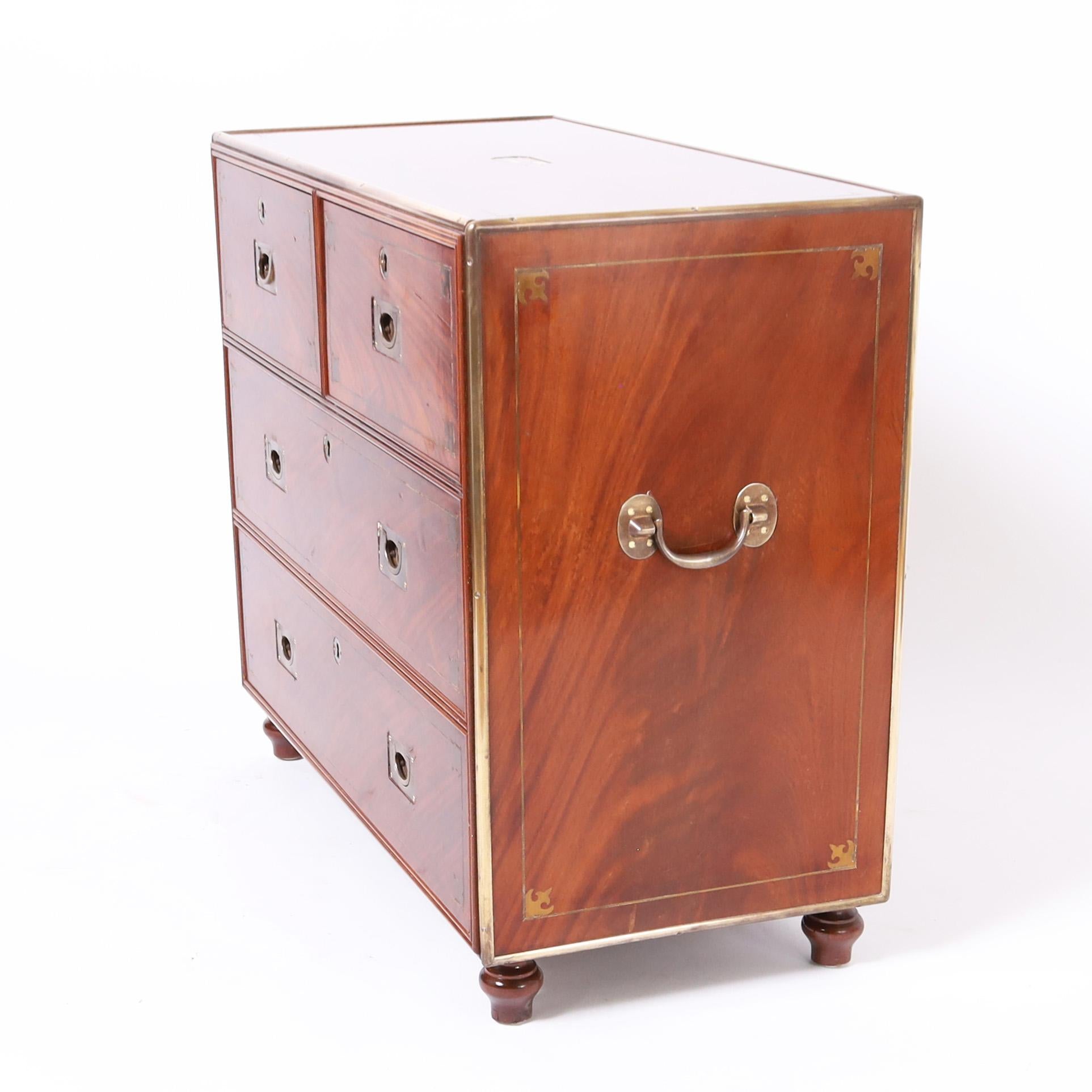 American Antique Campaign Style Chest For Sale