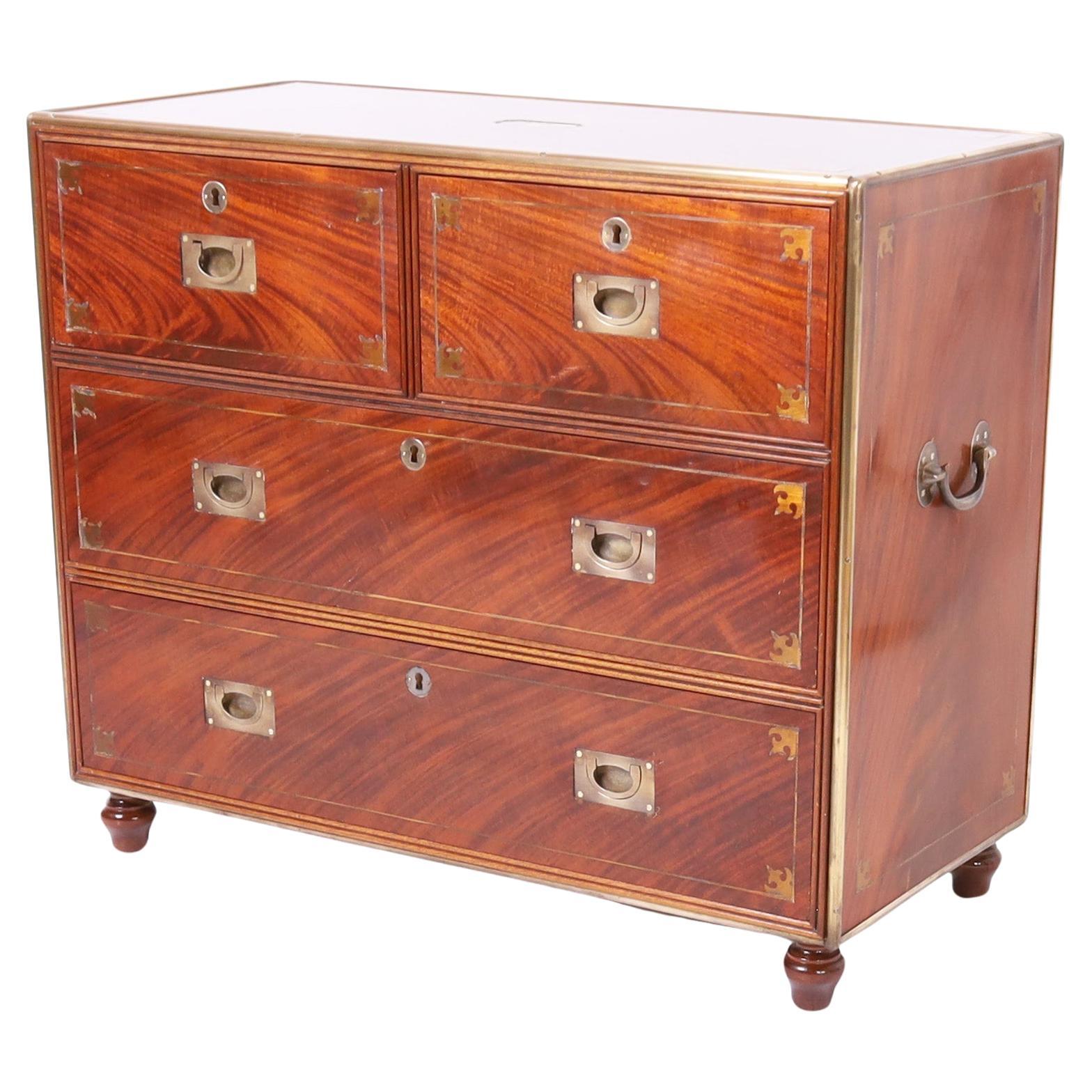 Antique Campaign Style Chest For Sale
