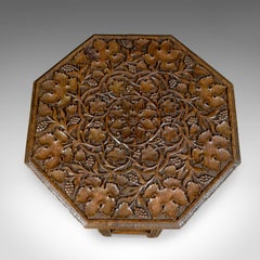Antique Campaign Table, Carved, Anglo-Indian, Teak, Side, circa 1900