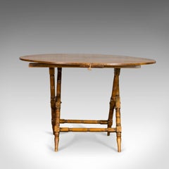 Antique Campaign Table English Victorian Folding, Beech, Fruitwood, circa 1890