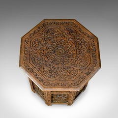 Antique Campaign Table, Pierce Carved, Fretwork, Anglo-Indian, Teak, Side