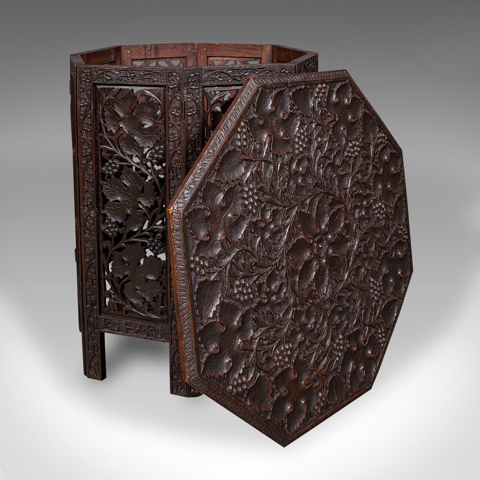 Antique Campaign Tea Table, Anglo Indian Teak, Folding, Serving, Victorian, 1900 in vendita 5