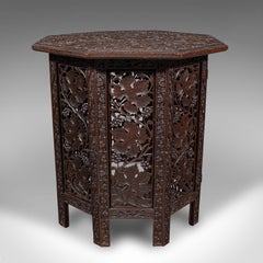 Antique Campaign Tea Table, Anglo Indian Teak, Folding, Serving, Victorian, 1900