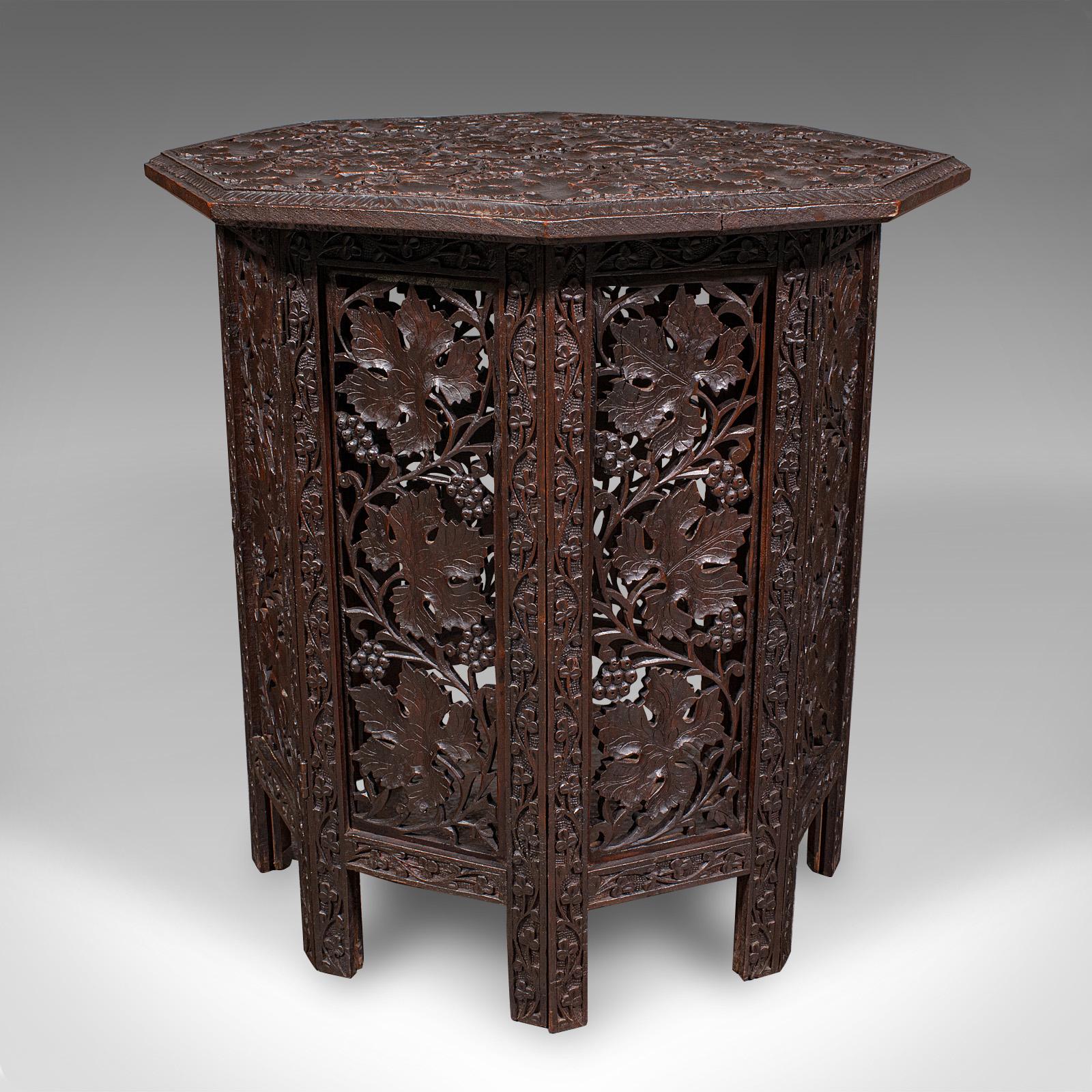 Indiano Antique Campaign Tea Table, Anglo Indian Teak, Folding, Serving, Victorian, 1900 in vendita
