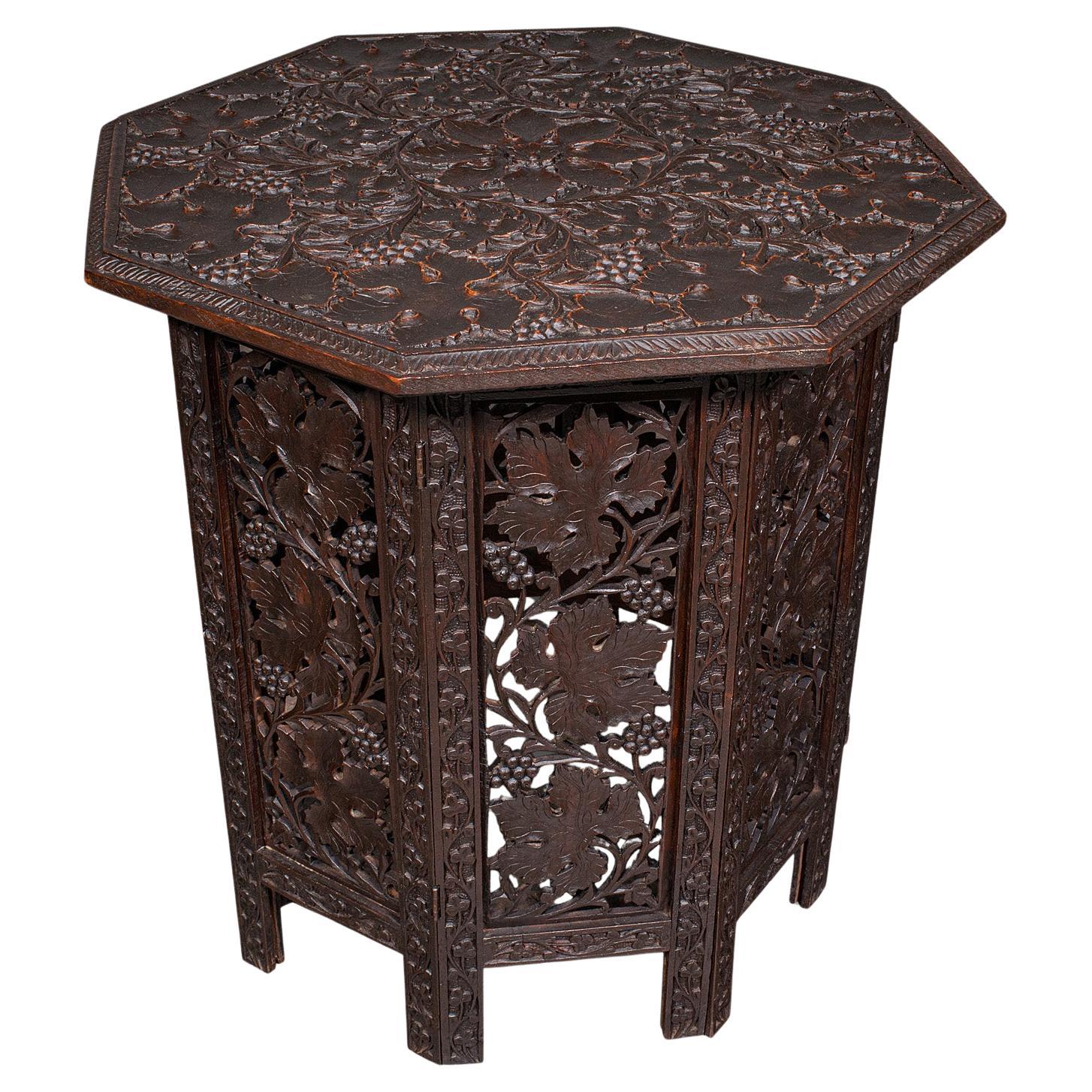 Antique Campaign Tea Table, Anglo Indian Teak, Folding, Serving, Victorian, 1900
