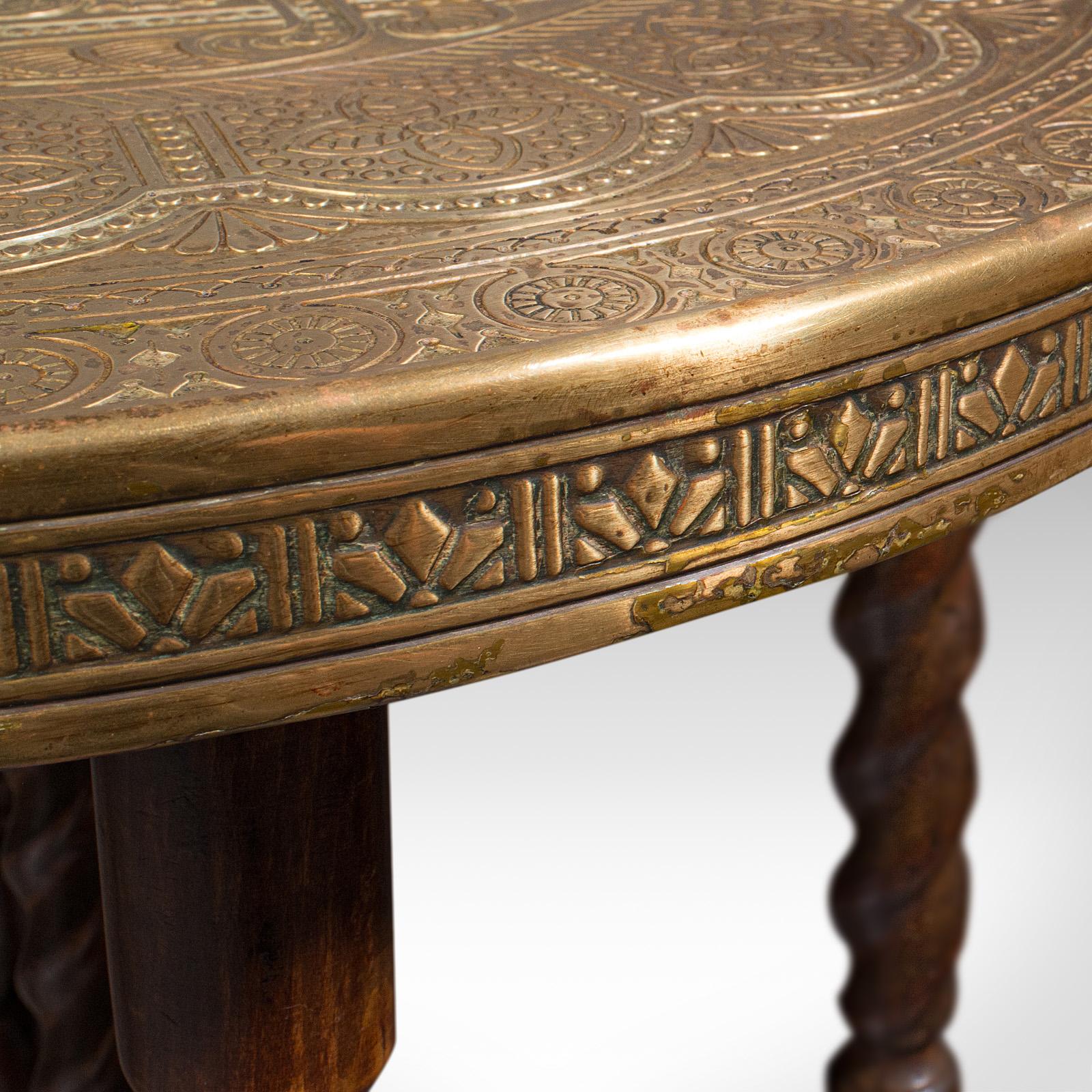 Antique Campaign Tea Table, Middle Eastern, Brass, Berber, Folding, Victorian 3