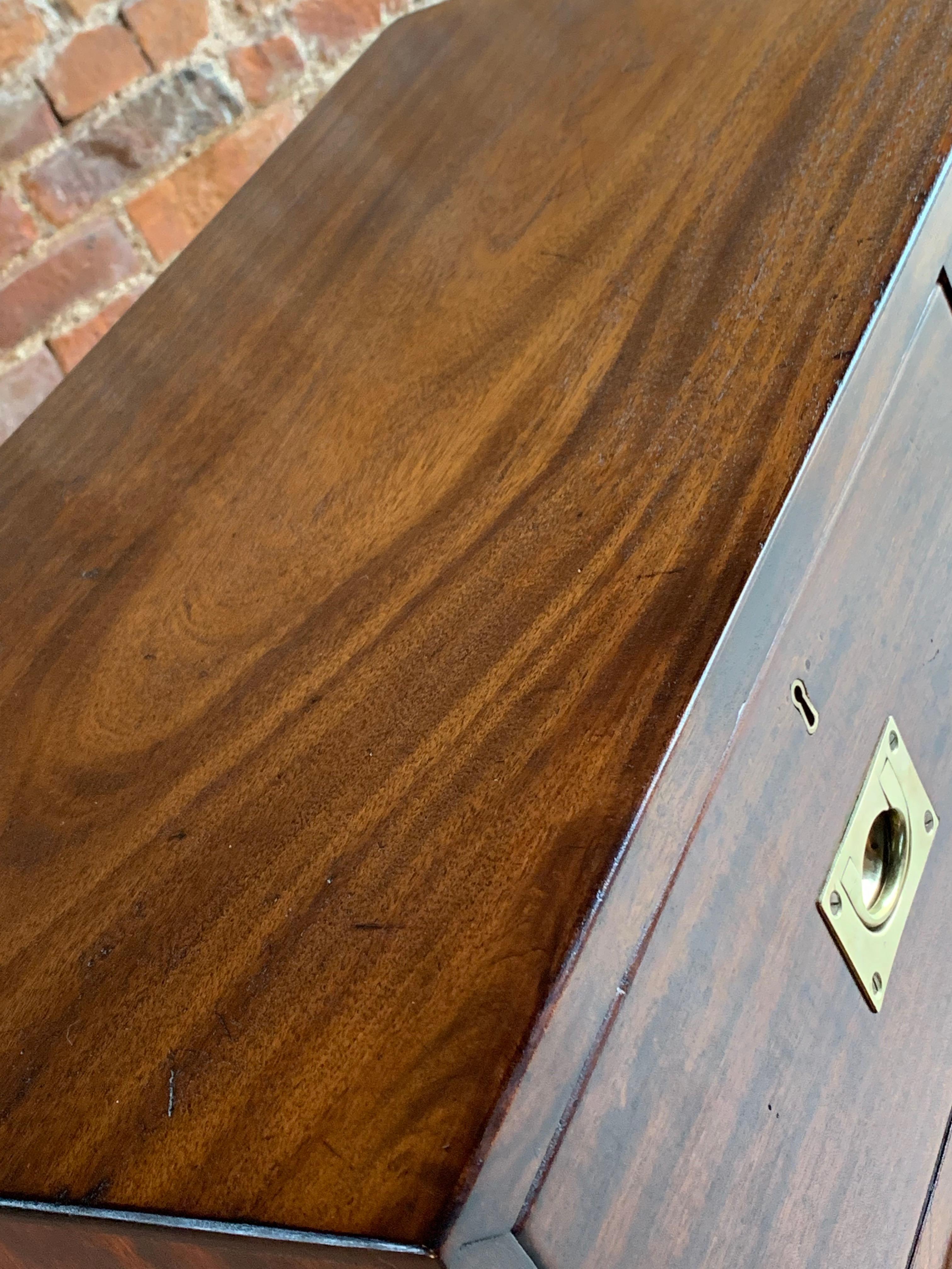 British Antique Campaign Teak Chest of Drawers 19th Century Military circa 1890 No 31